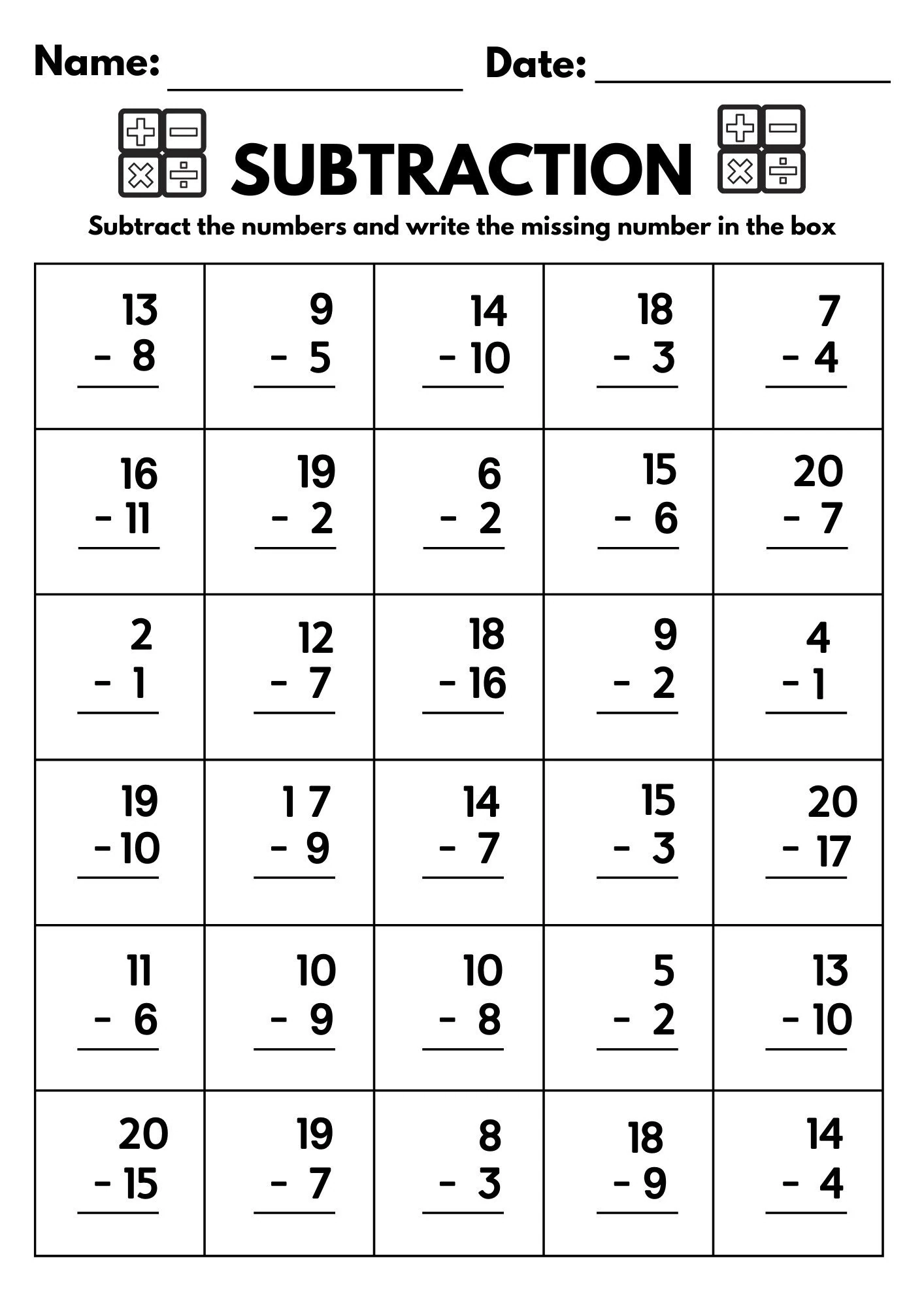 10 Printable Subtraction Fill In The Blanks Worksheets numbers 1 10 Printable Subtraction Fill In The Blanks Worksheets numbers 1