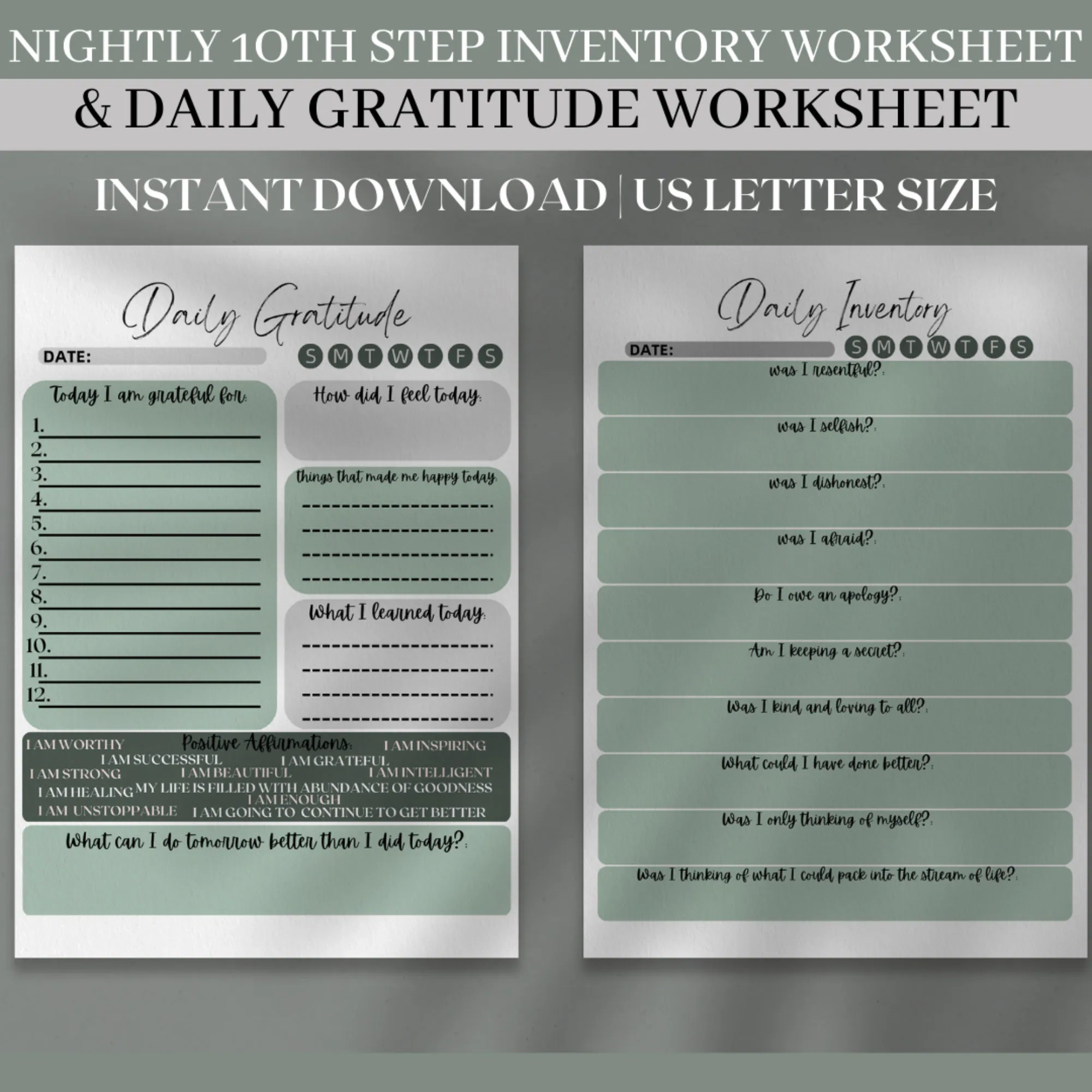 10th Step Nightly Inventory Worksheet Daily Gratitude Journal 10th Step Nightly Inventory Worksheet Daily Gratitude Journal