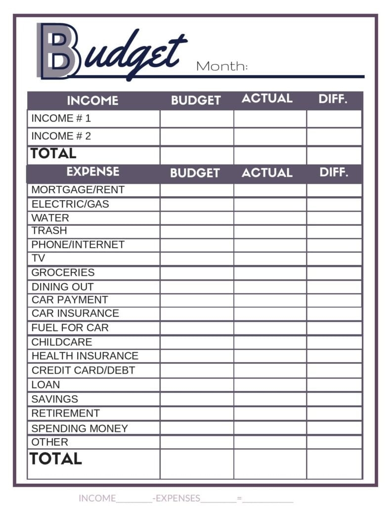 12 Free Printable Budget Worksheets And Google Sheets Templates 