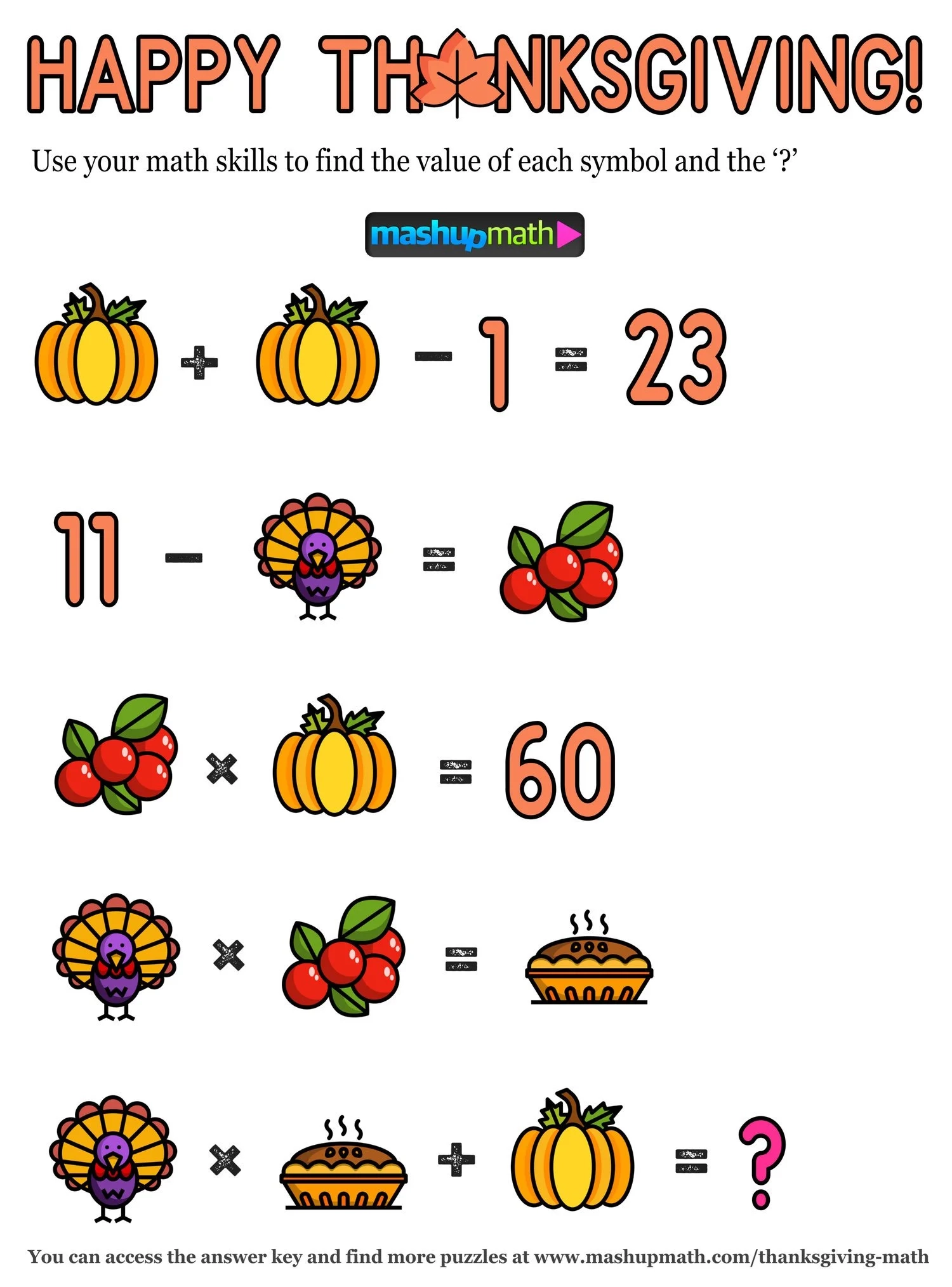 Free Printable Thanksgiving Math Worksheets Free Printable Thanksgiving Math Worksheets