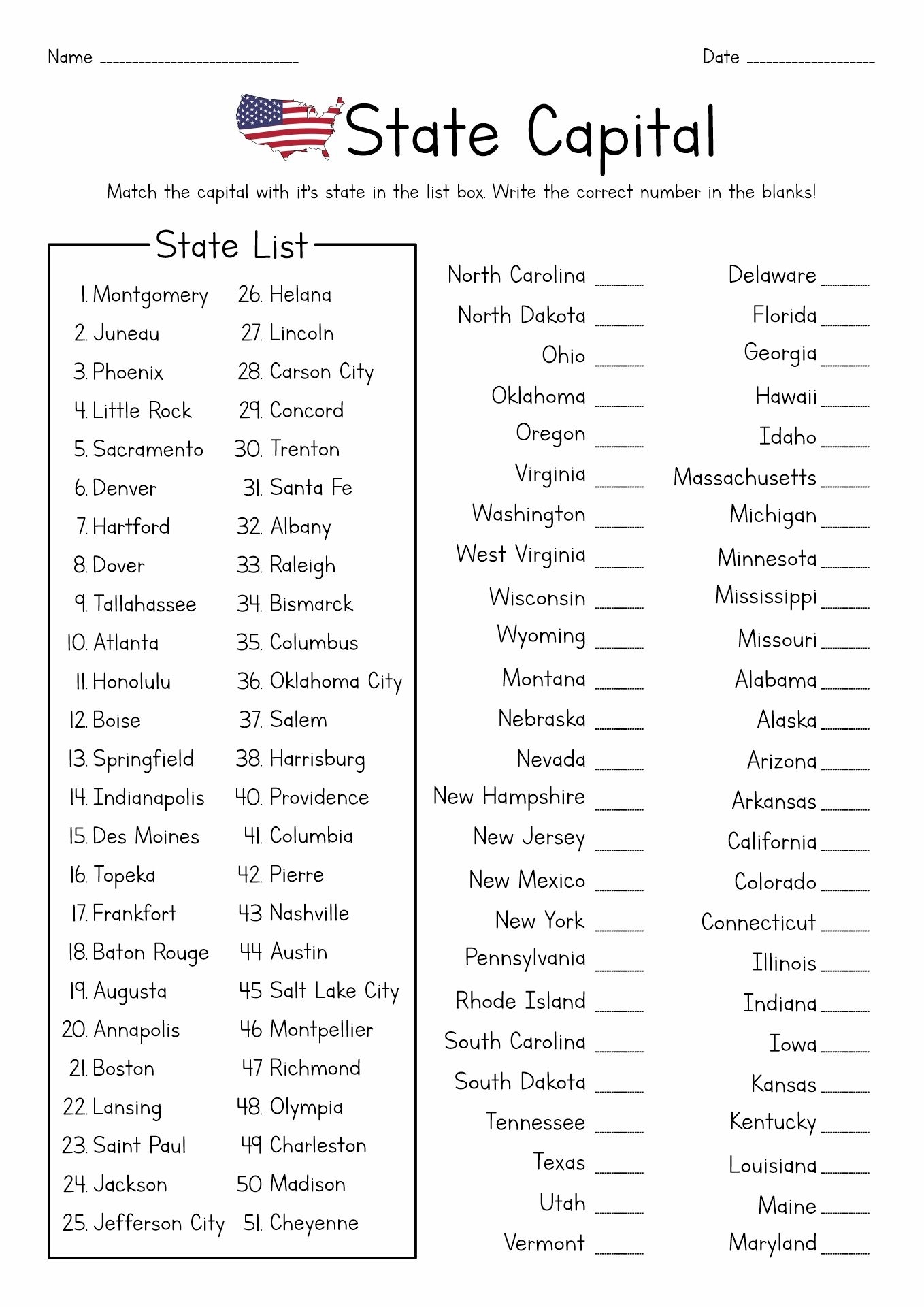 13 Fifty States Worksheets 13 Fifty States Worksheets