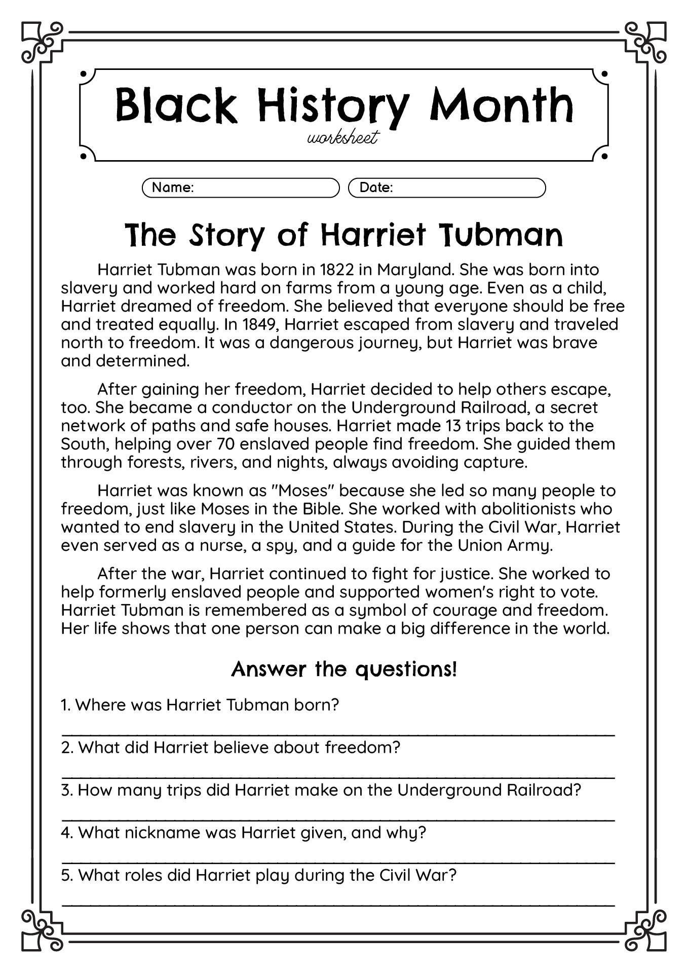 Free Printable Black History Worksheets Pdf Free Printable Black History Worksheets Pdf