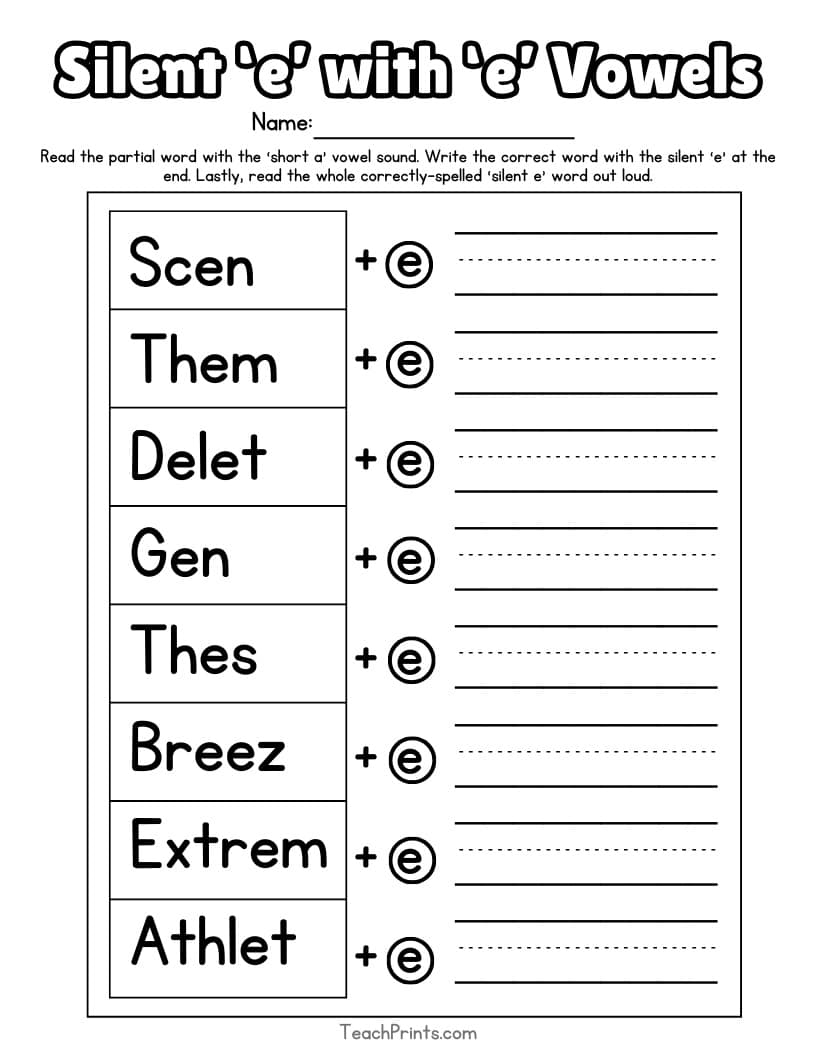 Free Printable Silent E Worksheets Free Printable Silent E Worksheets