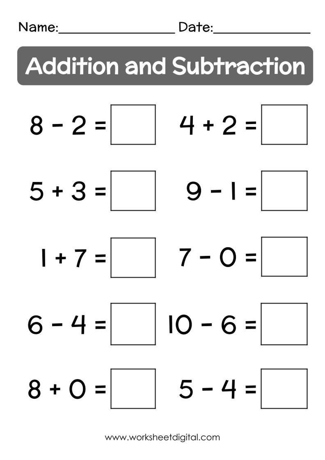 18 Printable Addition Subtraction Up To 10 Worksheets Printable 18 Printable Addition Subtraction Up To 10 Worksheets Printable