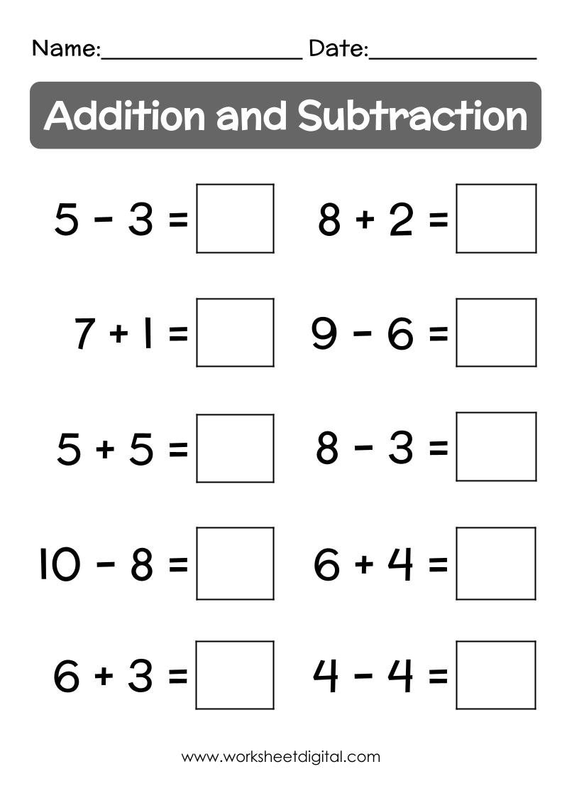 18 Printable Addition Subtraction Up To 10 Worksheets Printable 18 Printable Addition Subtraction Up To 10 Worksheets Printable