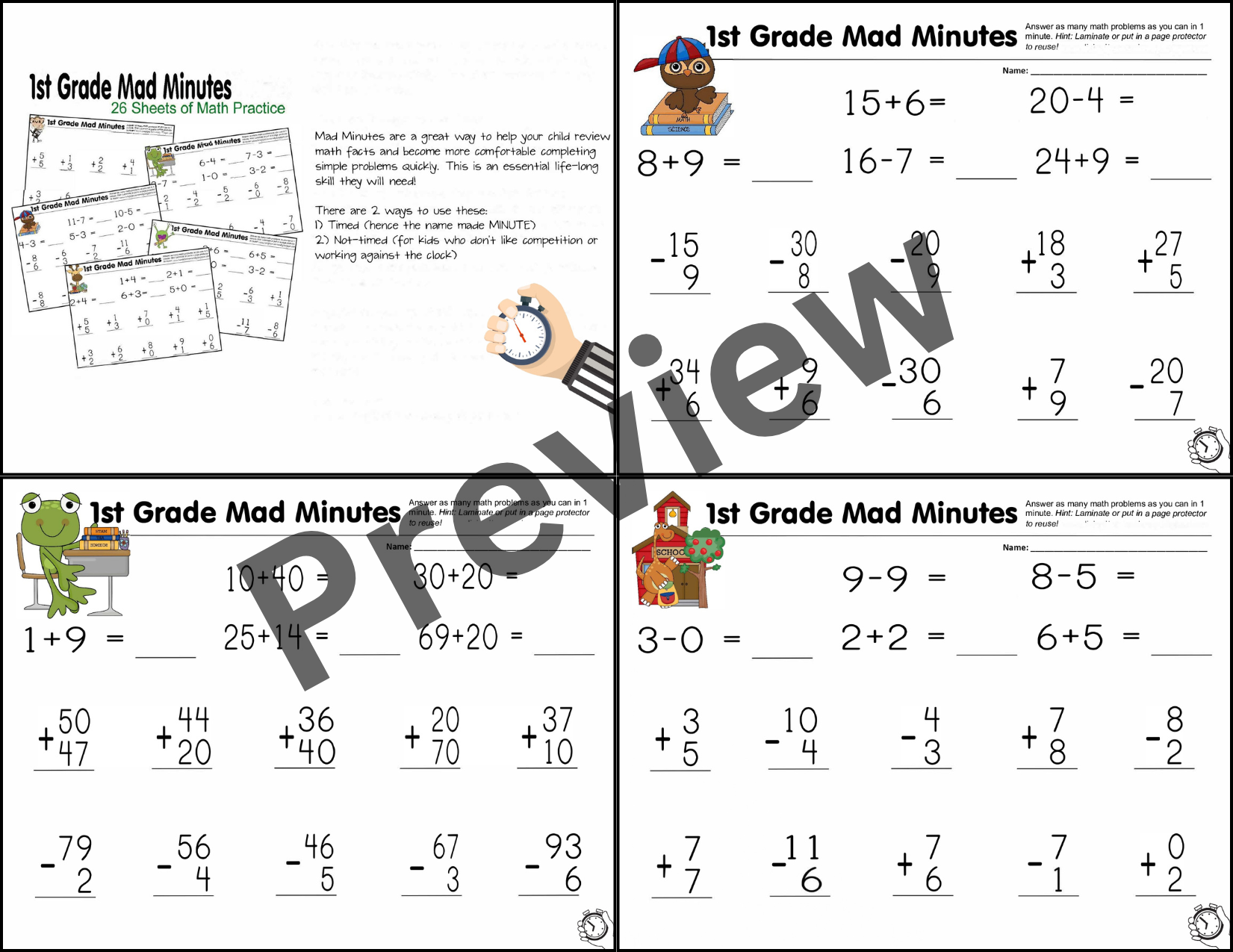 Mad Minute Printable Worksheets Mad Minute Printable Worksheets