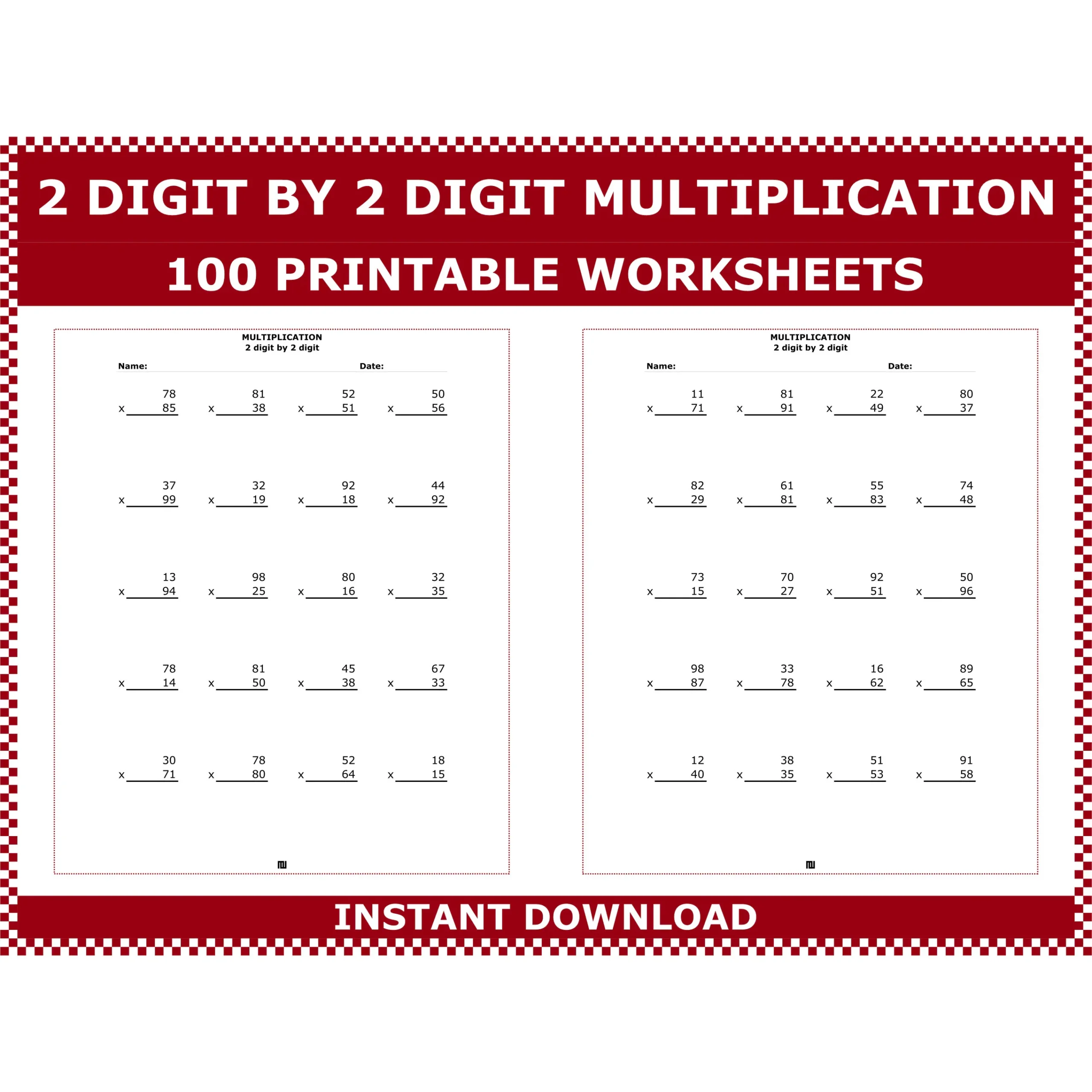 Double Digit Multiplication Worksheets Printable Double Digit Multiplication Worksheets Printable