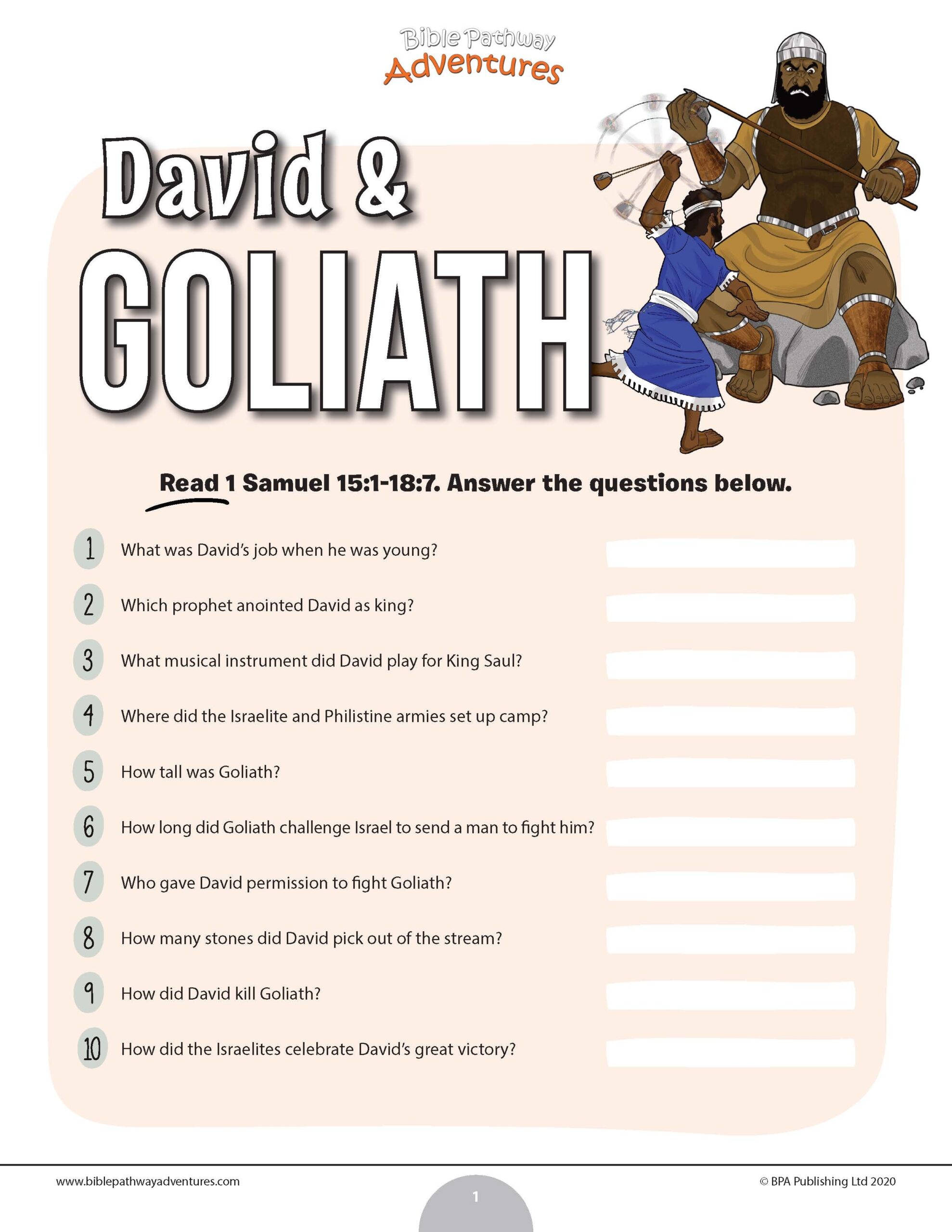 Free Printable David And Goliath Worksheets Free Printable David And Goliath Worksheets