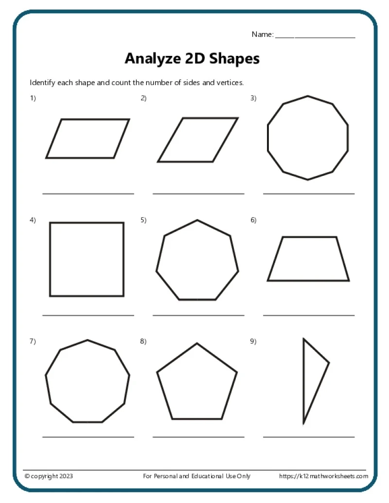 2D Shapes Worksheets 2D Shapes Worksheets