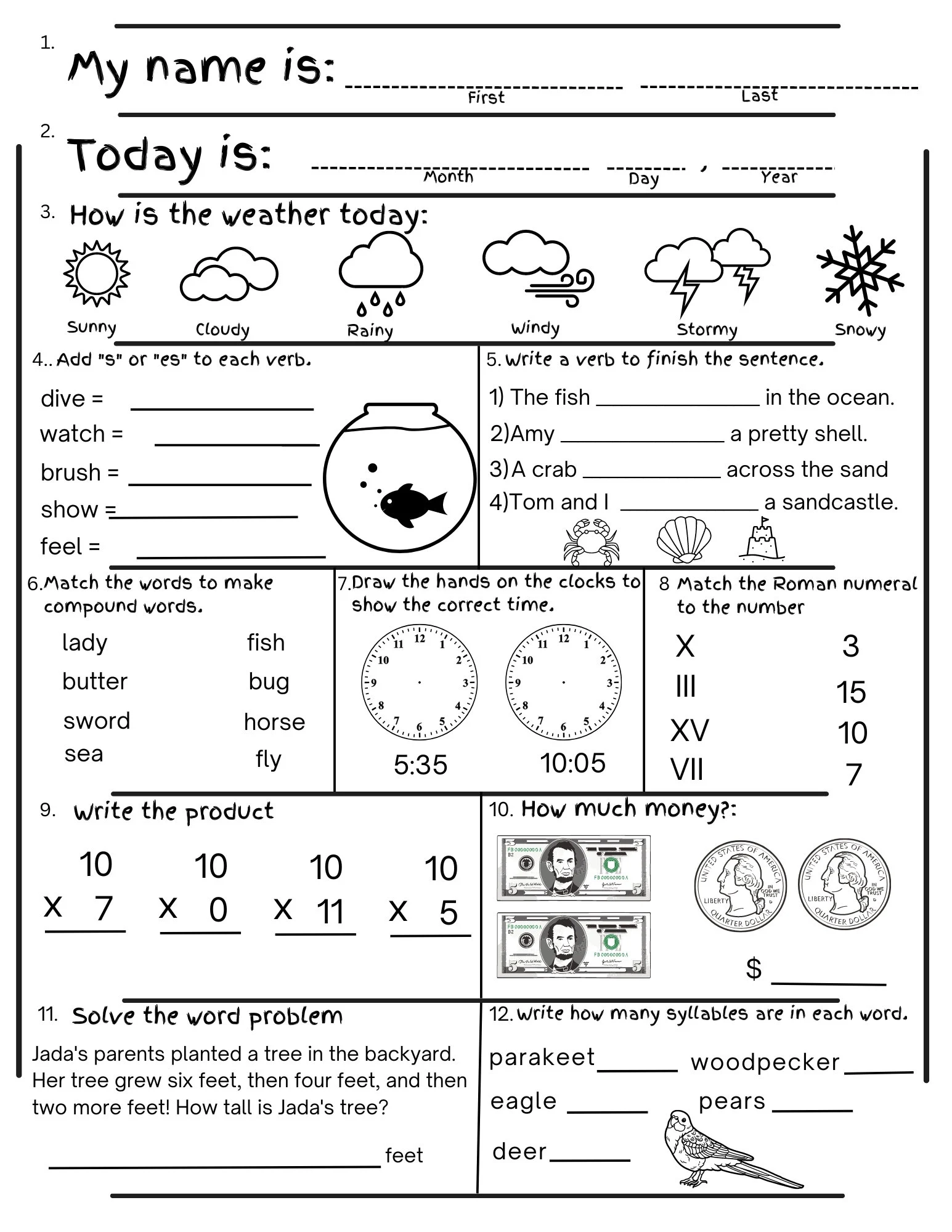 2nd Grade Summer Review Worksheets Printable End Of Year 2nd Grade Summer Review Worksheets Printable End Of Year