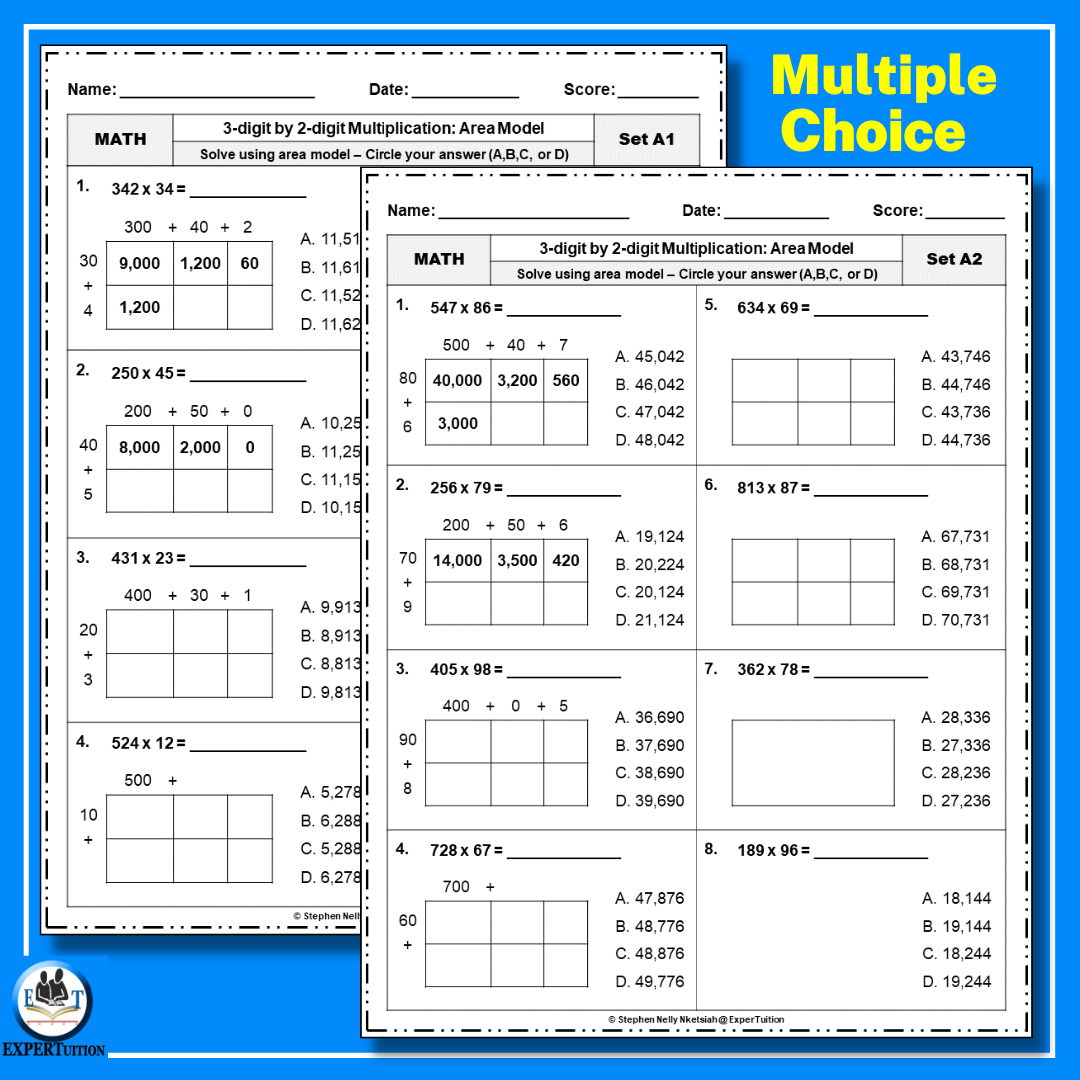 3 Digit By 2 Digit Area Model Multiplication Worksheets Made By 3 Digit By 2 Digit Area Model Multiplication Worksheets Made By