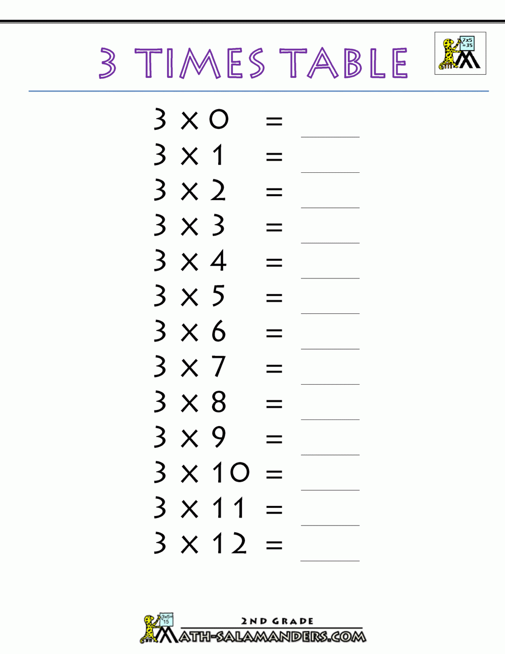 3 Times Table 3 Times Table