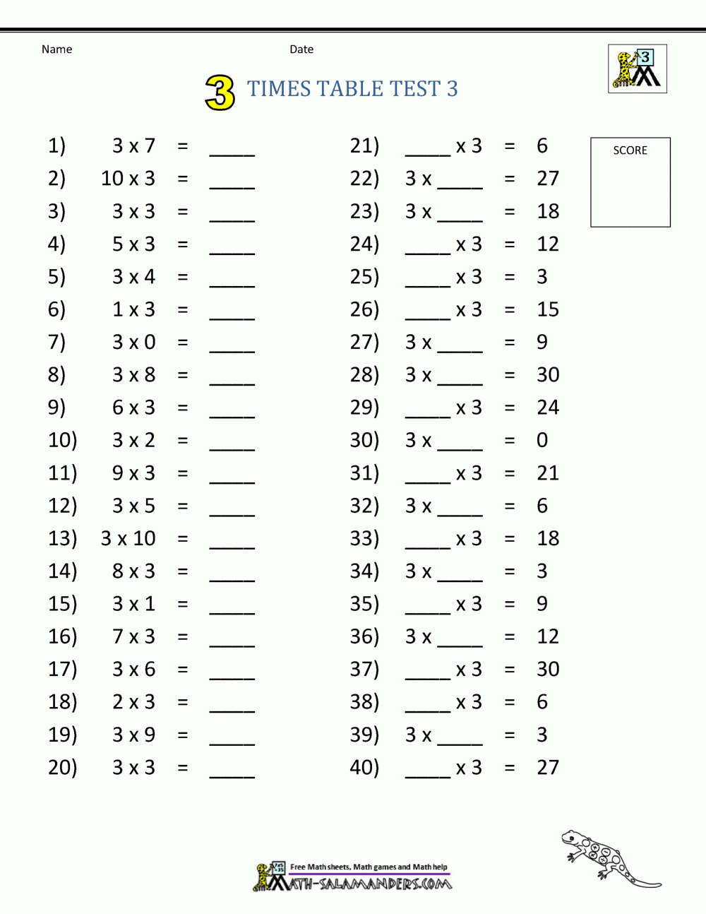 Free Printable Times Table Worksheets Free Printable Times Table Worksheets