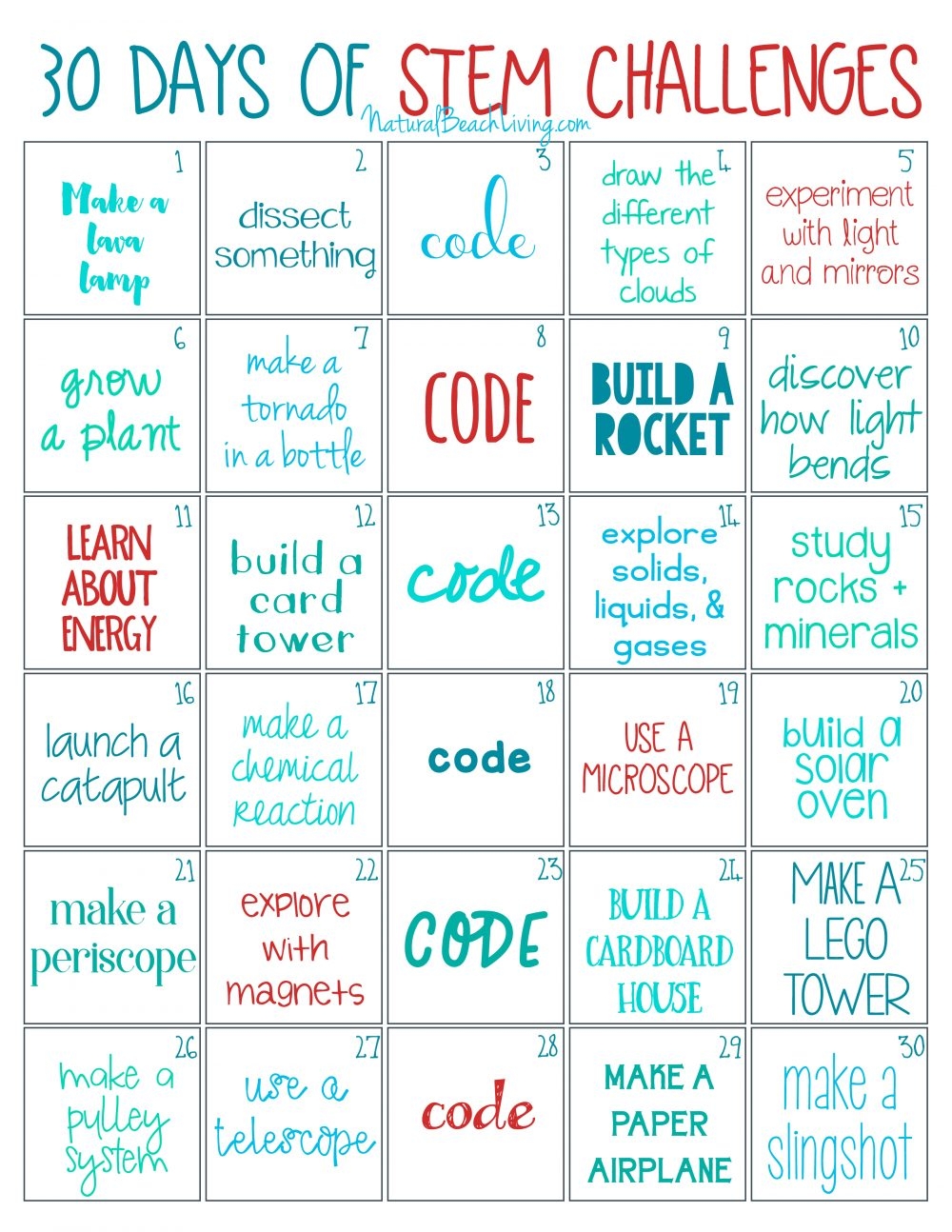 30 Days Of STEM Activities STEM Challenge Natural Beach Living 30 Days Of STEM Activities STEM Challenge Natural Beach Living