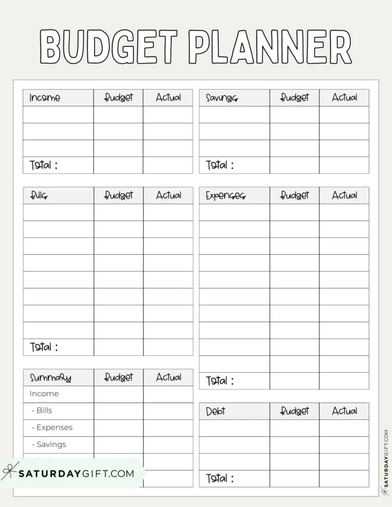 Monthly Budget Worksheet Printable