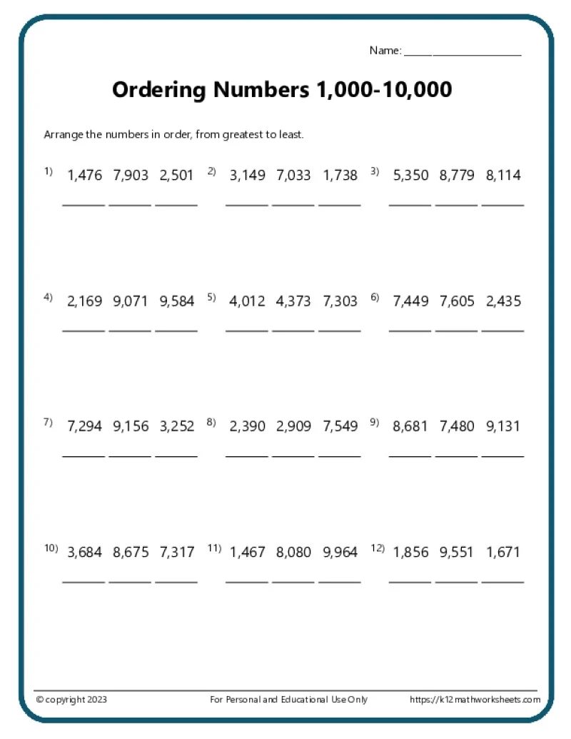 3rd Grade Comparing And Ordering Numbers 3rd Grade Comparing And Ordering Numbers
