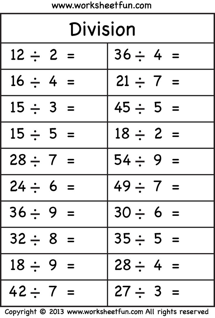 5 Free Math Worksheets Third Grade 3 Division Division Facts 1 To 5 Free Math Worksheets Third Grade 3 Division Division Facts 1 To