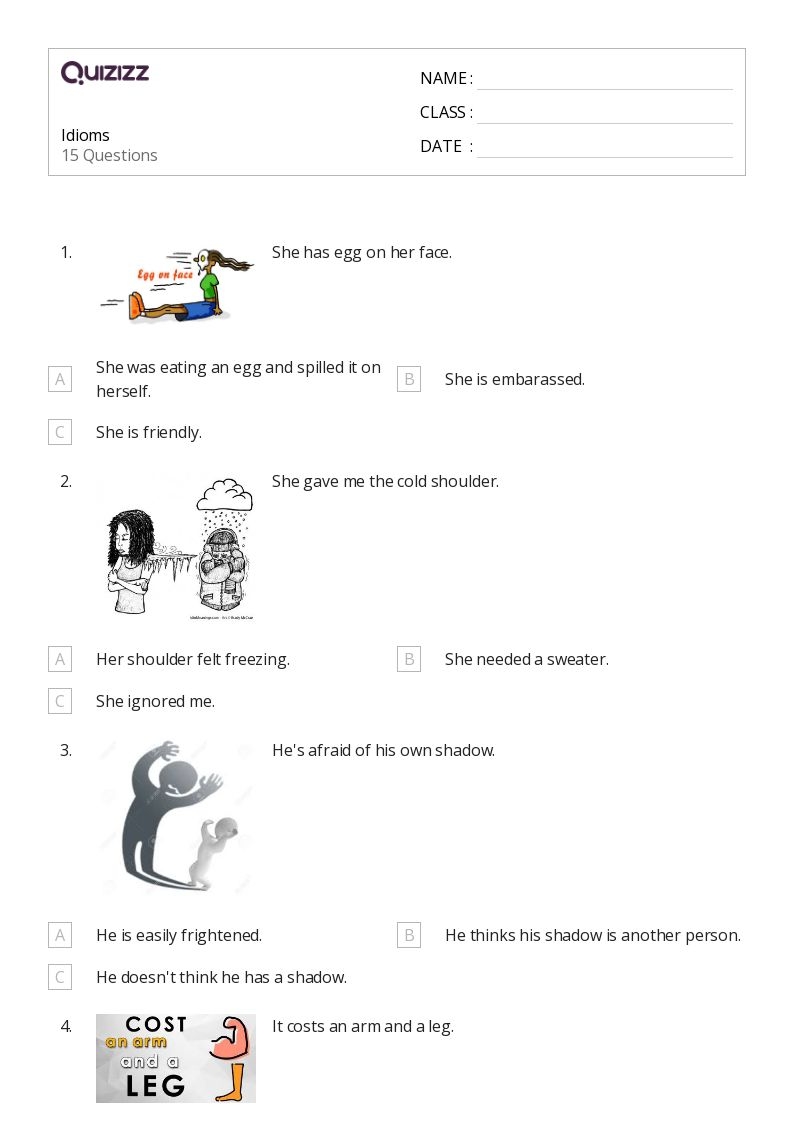 Free Printable Idioms Worksheets Free Printable Idioms Worksheets