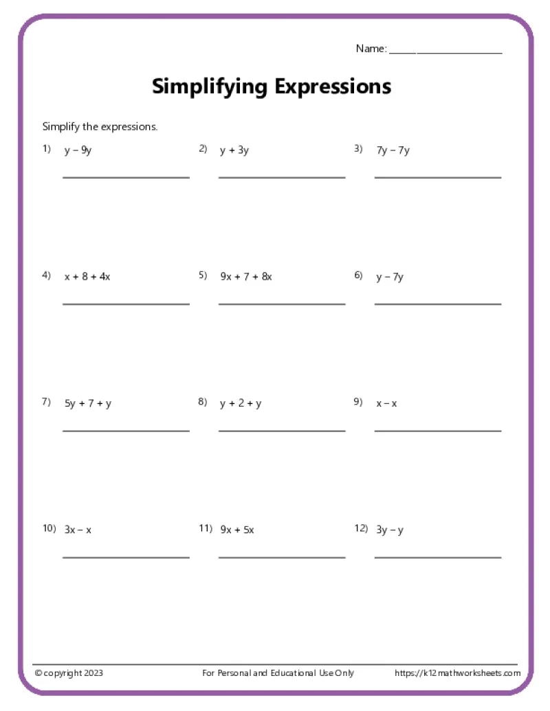 Printable 6th Grade Math Worksheets