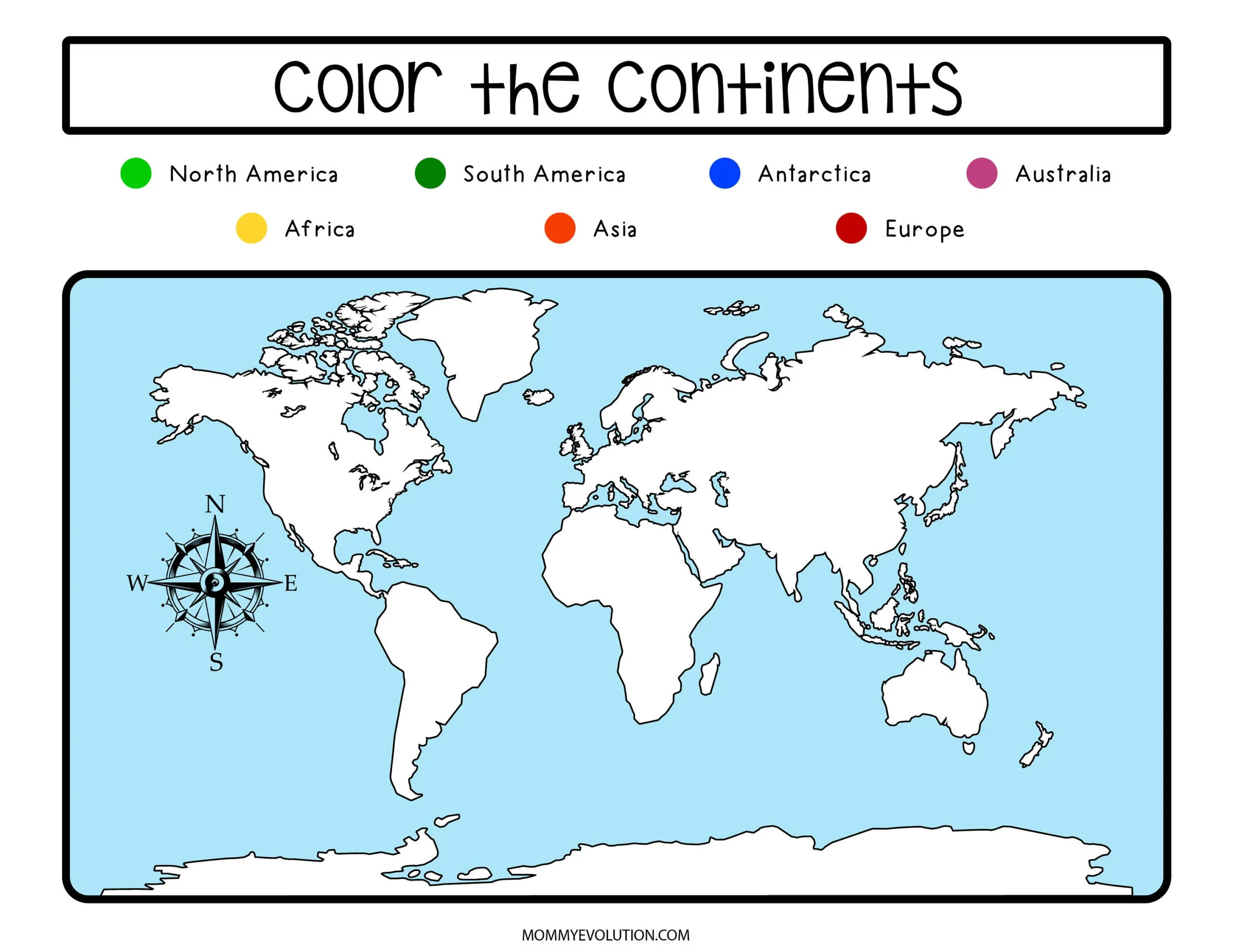 Continents Printable Worksheets
