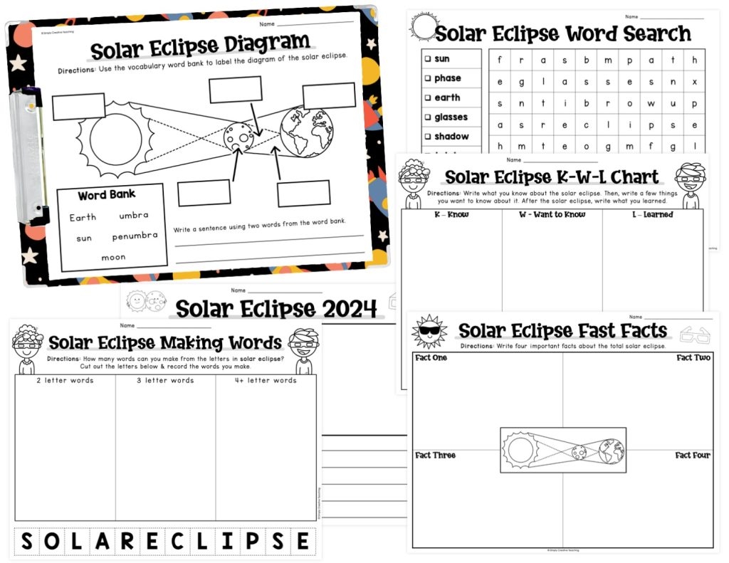 Solar Eclipse Printable Worksheets Solar Eclipse Printable Worksheets