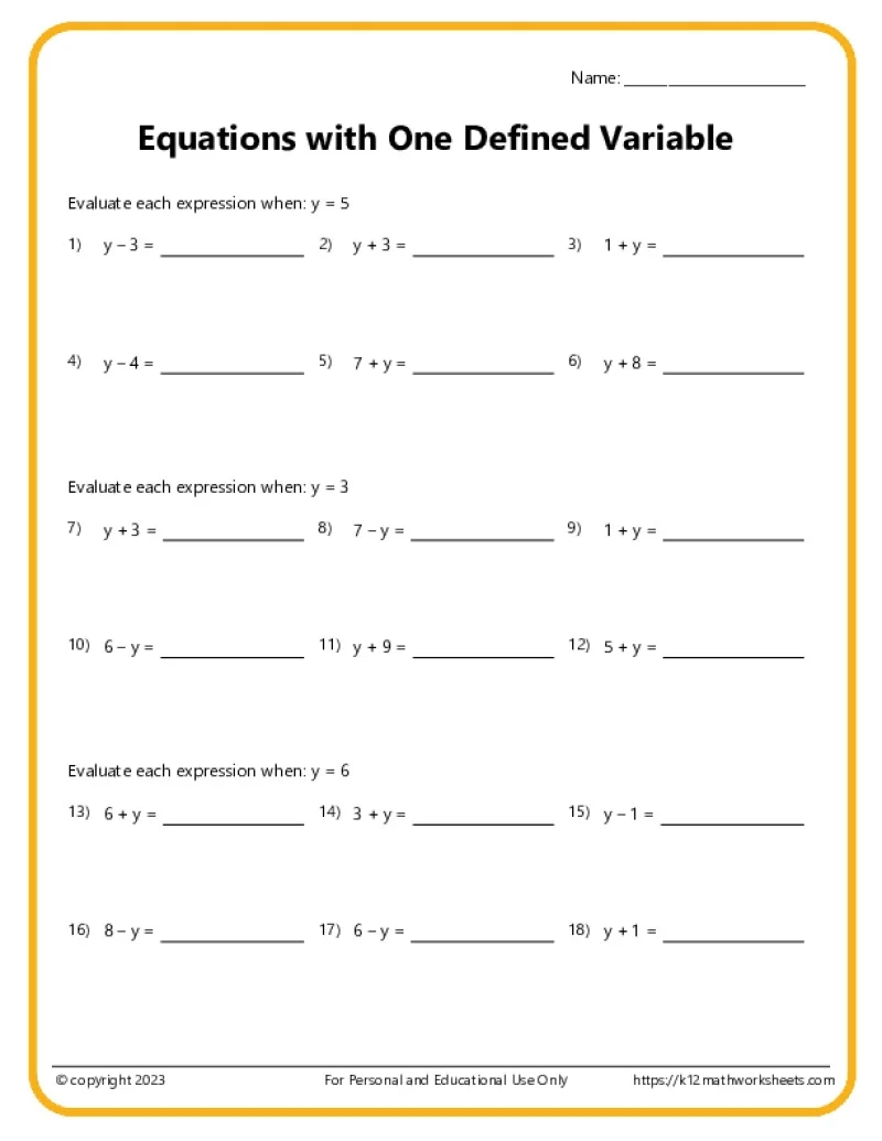 7th Grade Algebra Worksheets 7th Grade Algebra Worksheets
