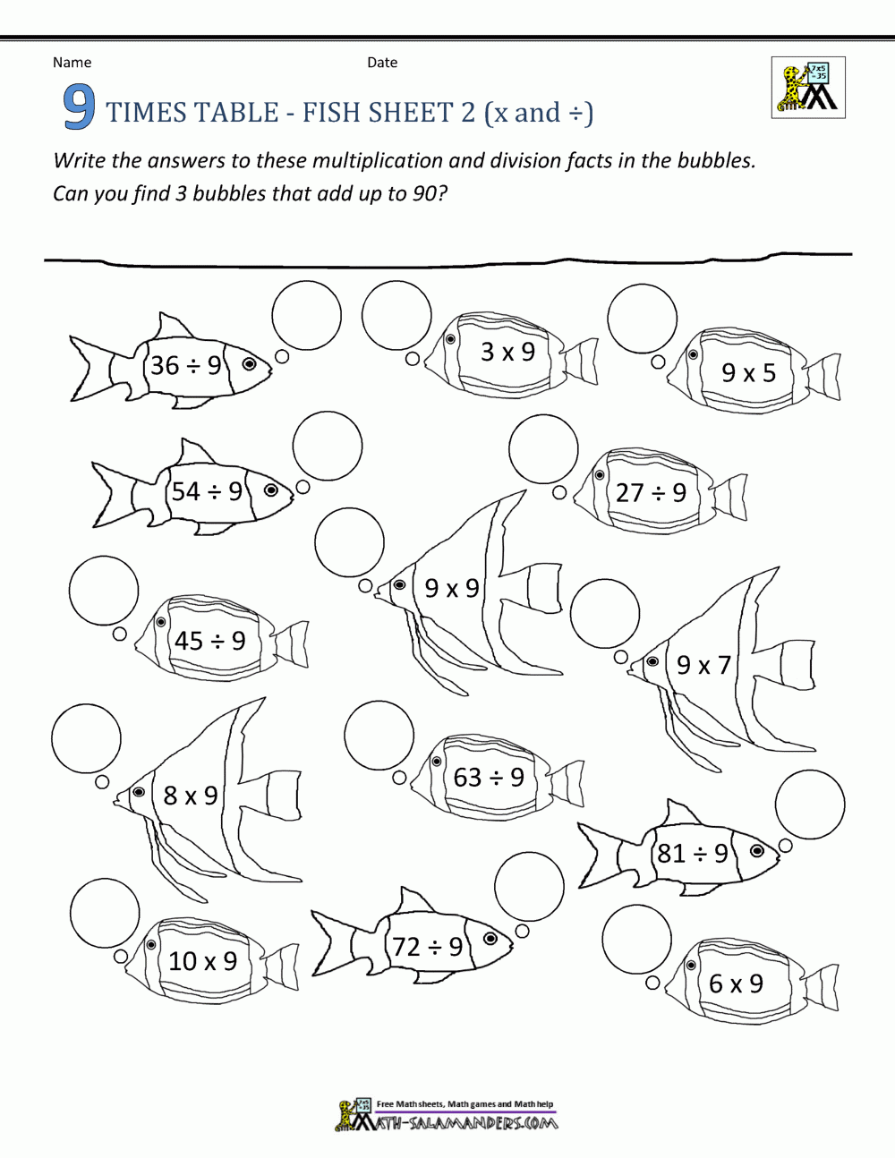 9 Times Table Worksheets 9 Times Table Worksheets