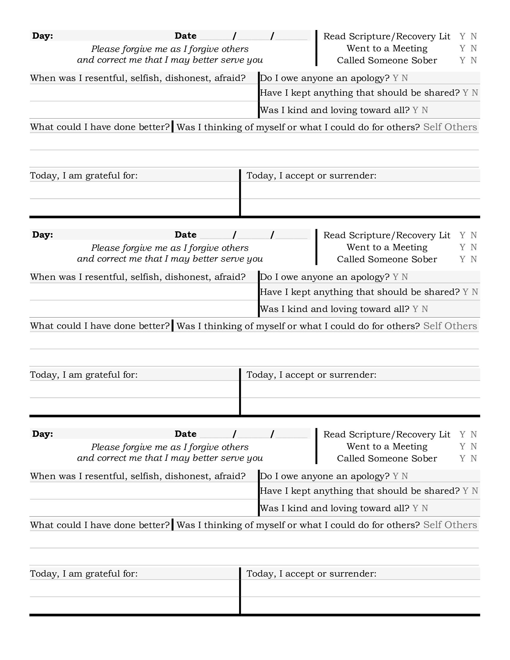 AA Step 10 Nightly Inventory Worksheets Worksheets Library AA Step 10 Nightly Inventory Worksheets Worksheets Library