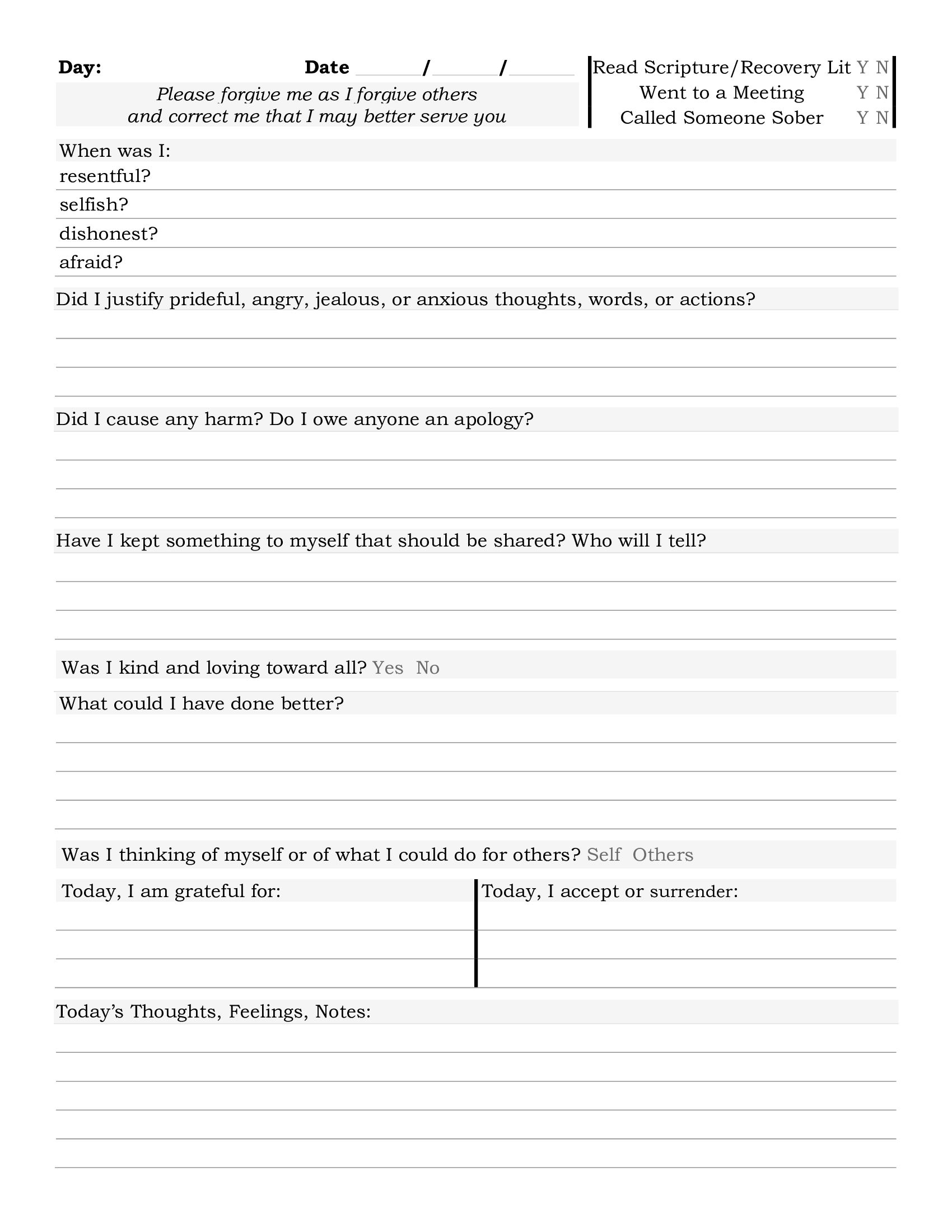 AA Step 10 Nightly Inventory Worksheets Worksheets Library AA Step 10 Nightly Inventory Worksheets Worksheets Library