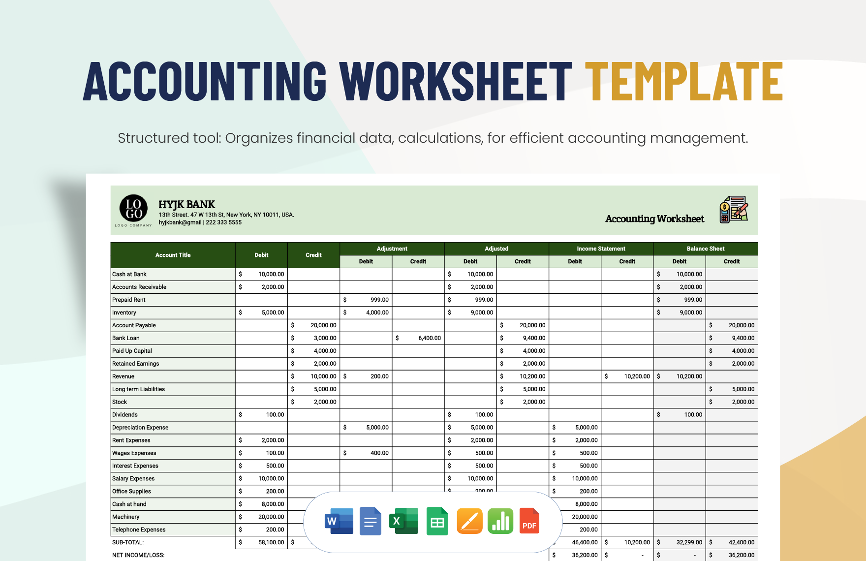 Accounting Worksheet Template In Apple Pages Word Apple Numbers Accounting Worksheet Template In Apple Pages Word Apple Numbers