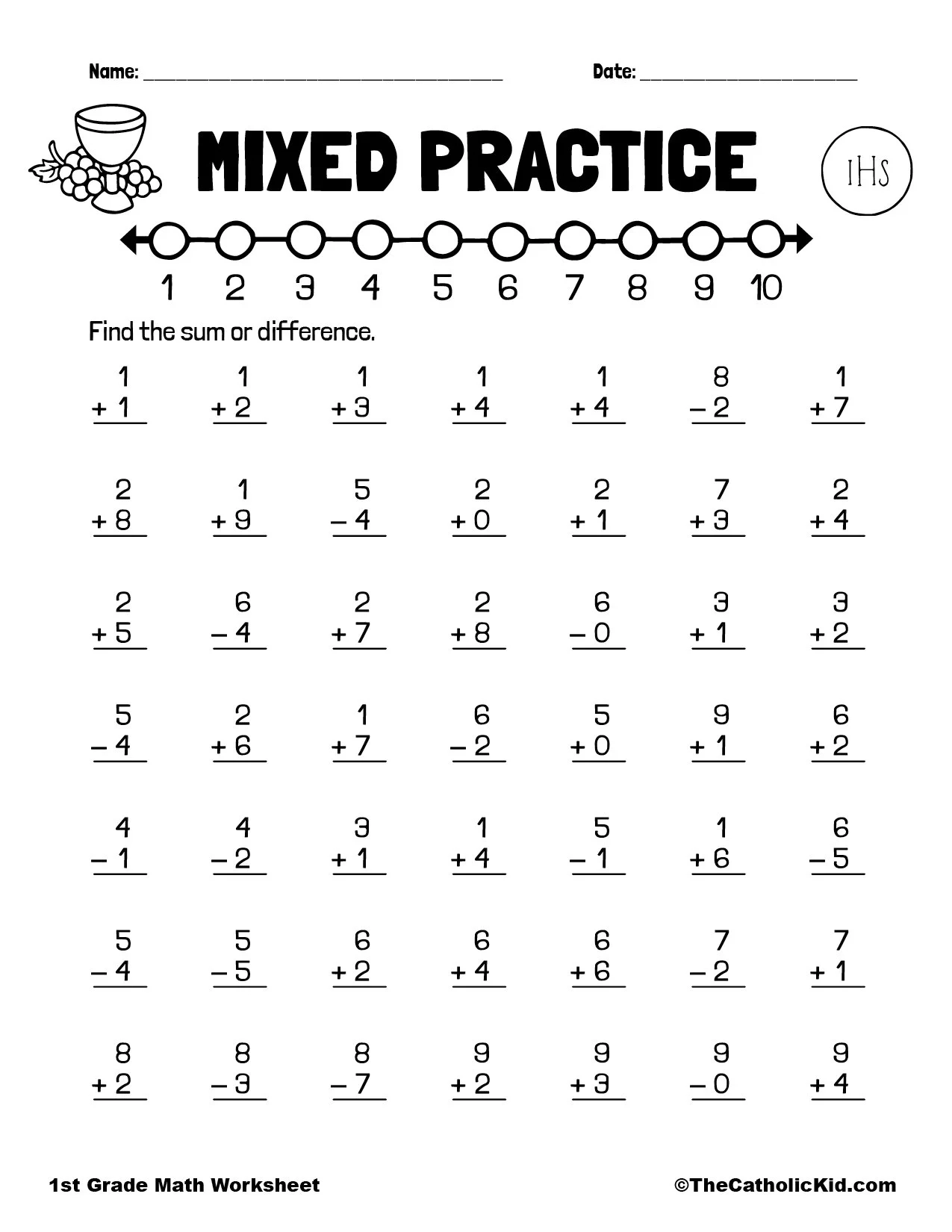 Addition amp Subtraction Practice 1st Grade Math Worksheet Addition amp Subtraction Practice 1st Grade Math Worksheet