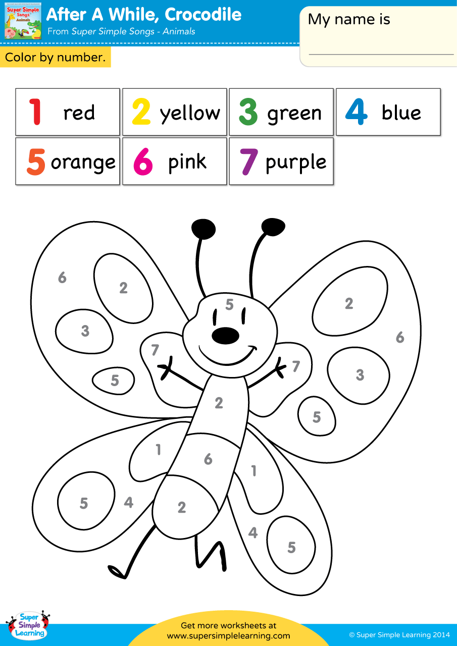 After A While Crocodile Worksheet Color By Number Super Simple
