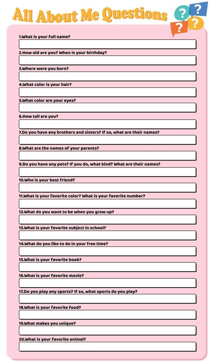 All About Me Adult 20 Free PDF Printables Printablee All About Me Adult 20 Free PDF Printables Printablee