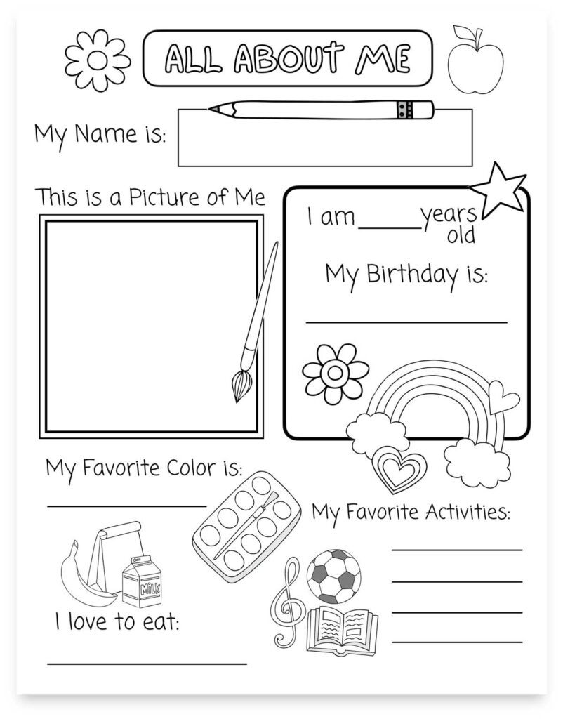 Free Printable All About Me Worksheet Free Printable All About Me Worksheet