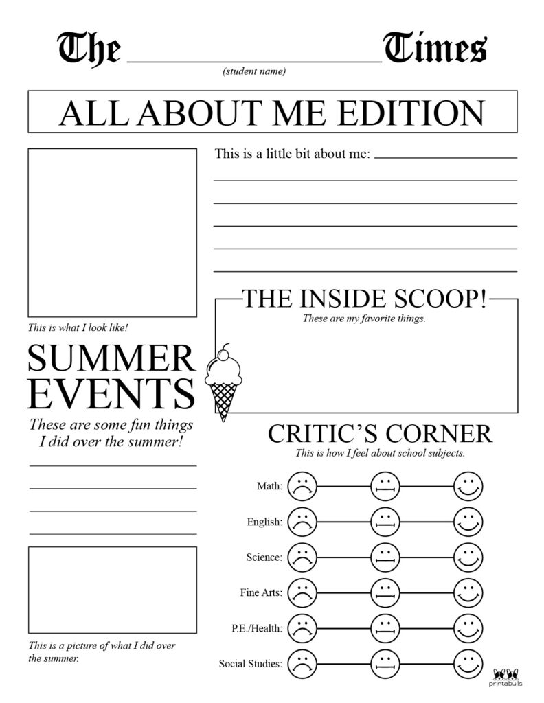 All About Me Printable Worksheets 50 FREE Printables All About Me Printable Worksheets 50 FREE Printables