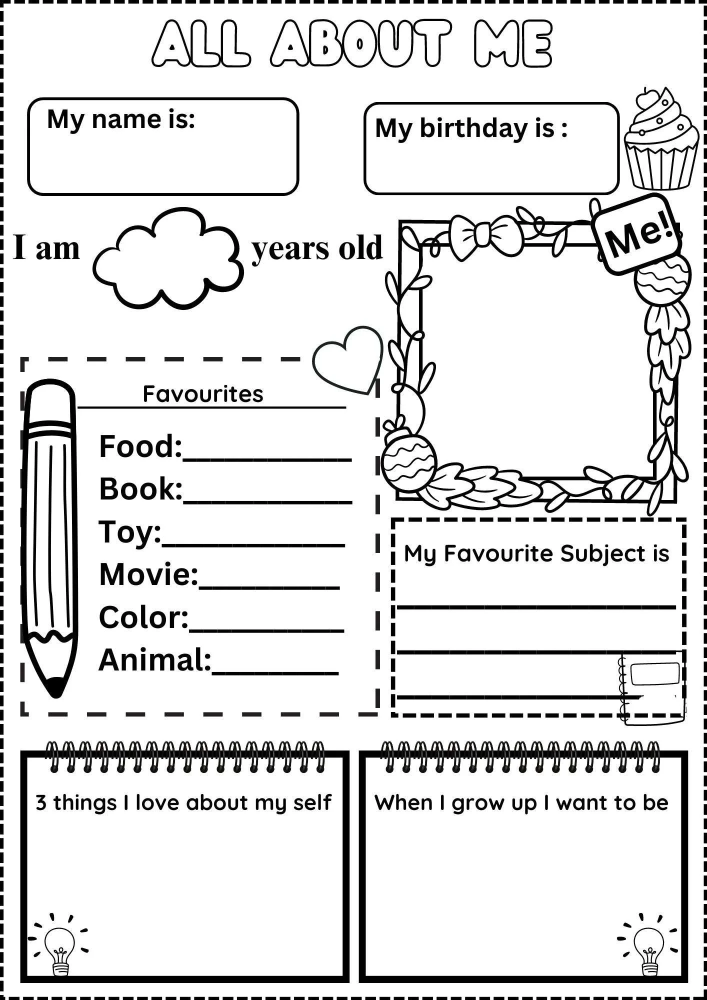 All About Me Printable Worksheet All About Me Printable Worksheet