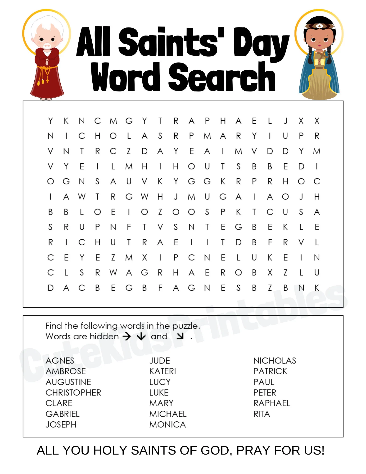 All Saints Day Word Search Printable PDF Etsy All Saints Day Word Search Printable PDF Etsy