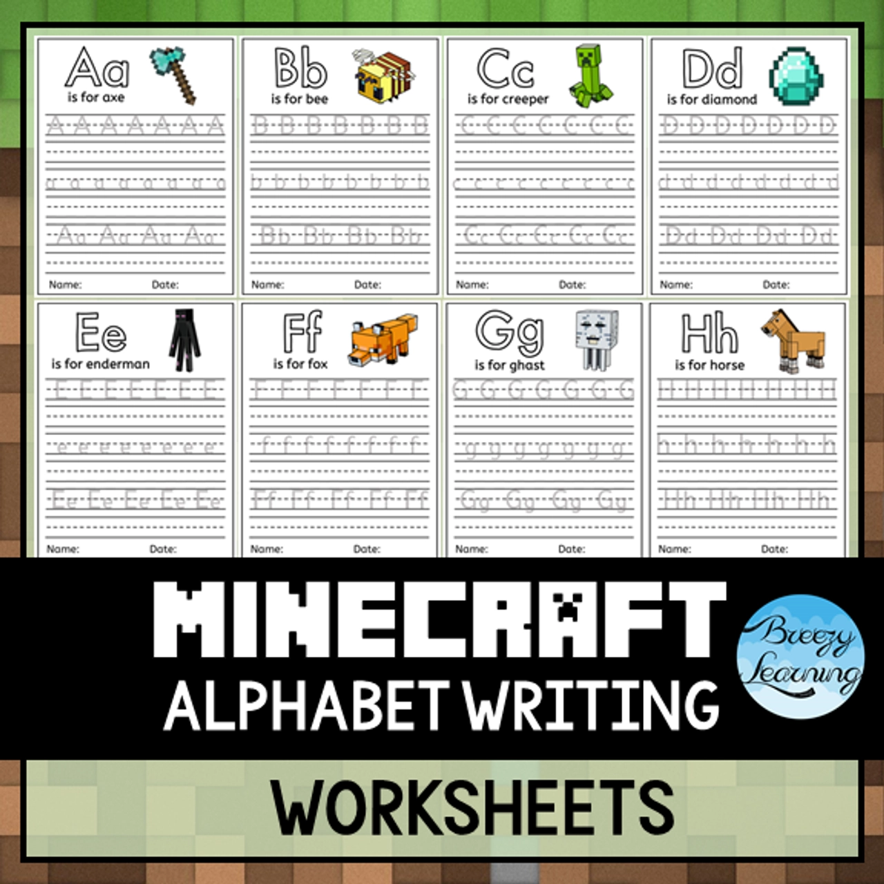 Alphabet Letter Tracing Worksheets MINECRAFT Amped Up Learning Alphabet Letter Tracing Worksheets MINECRAFT Amped Up Learning