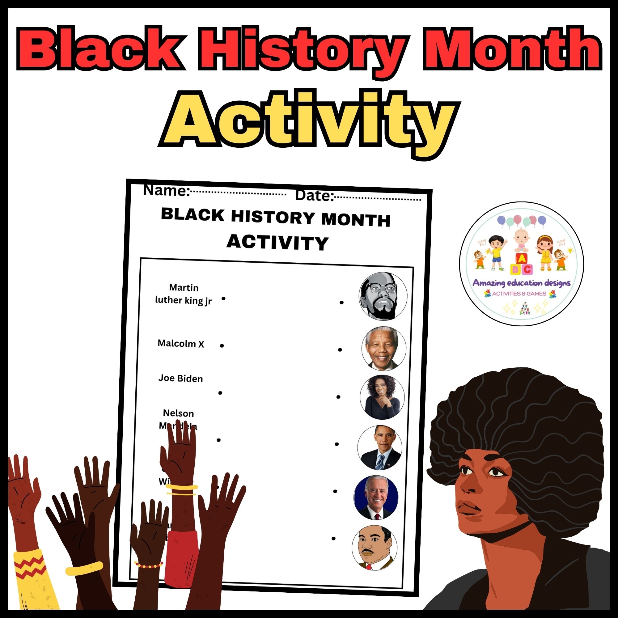 Amazing Matching Activity Worksheets Black History Month Made By Amazing Matching Activity Worksheets Black History Month Made By