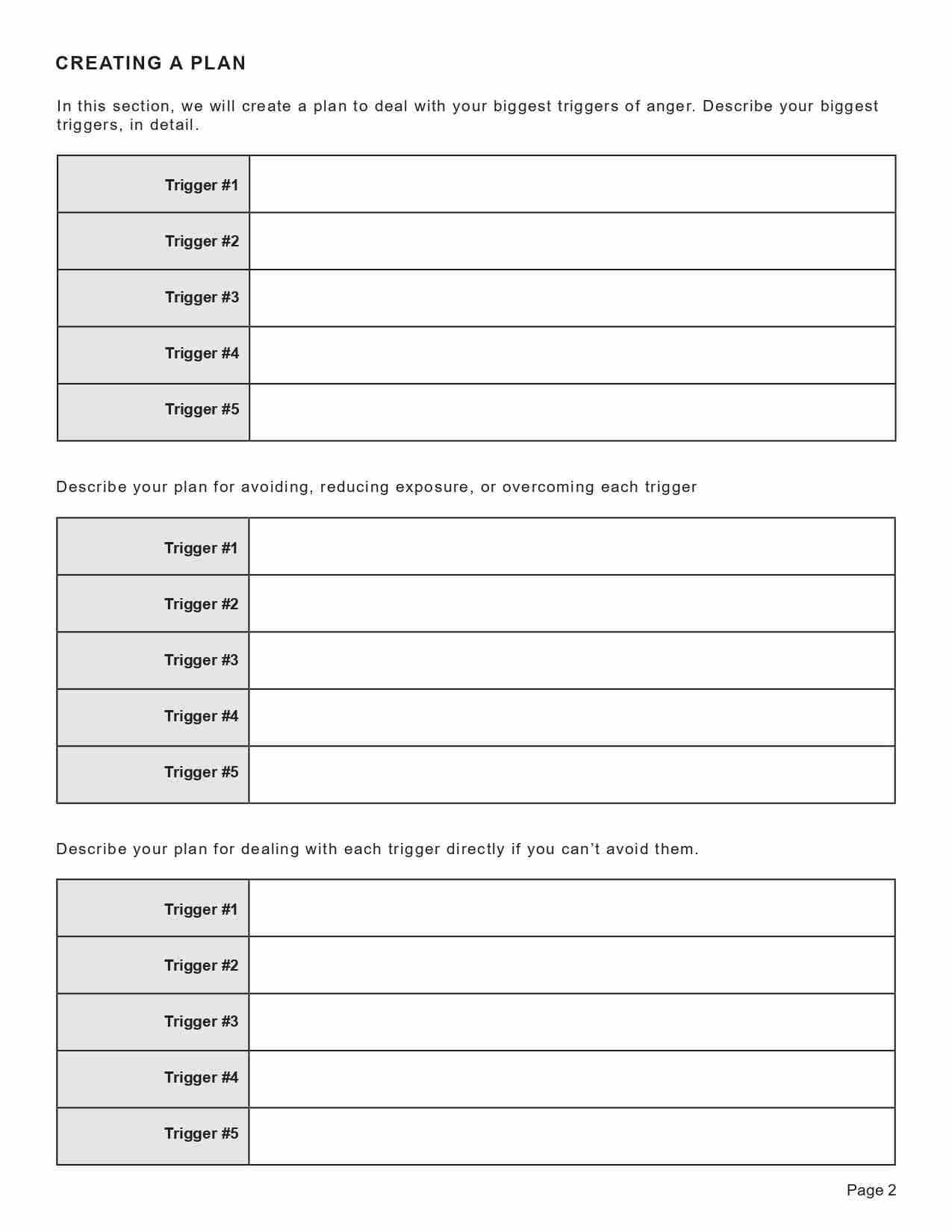 Printable Anger Triggers Worksheet Printable Anger Triggers Worksheet