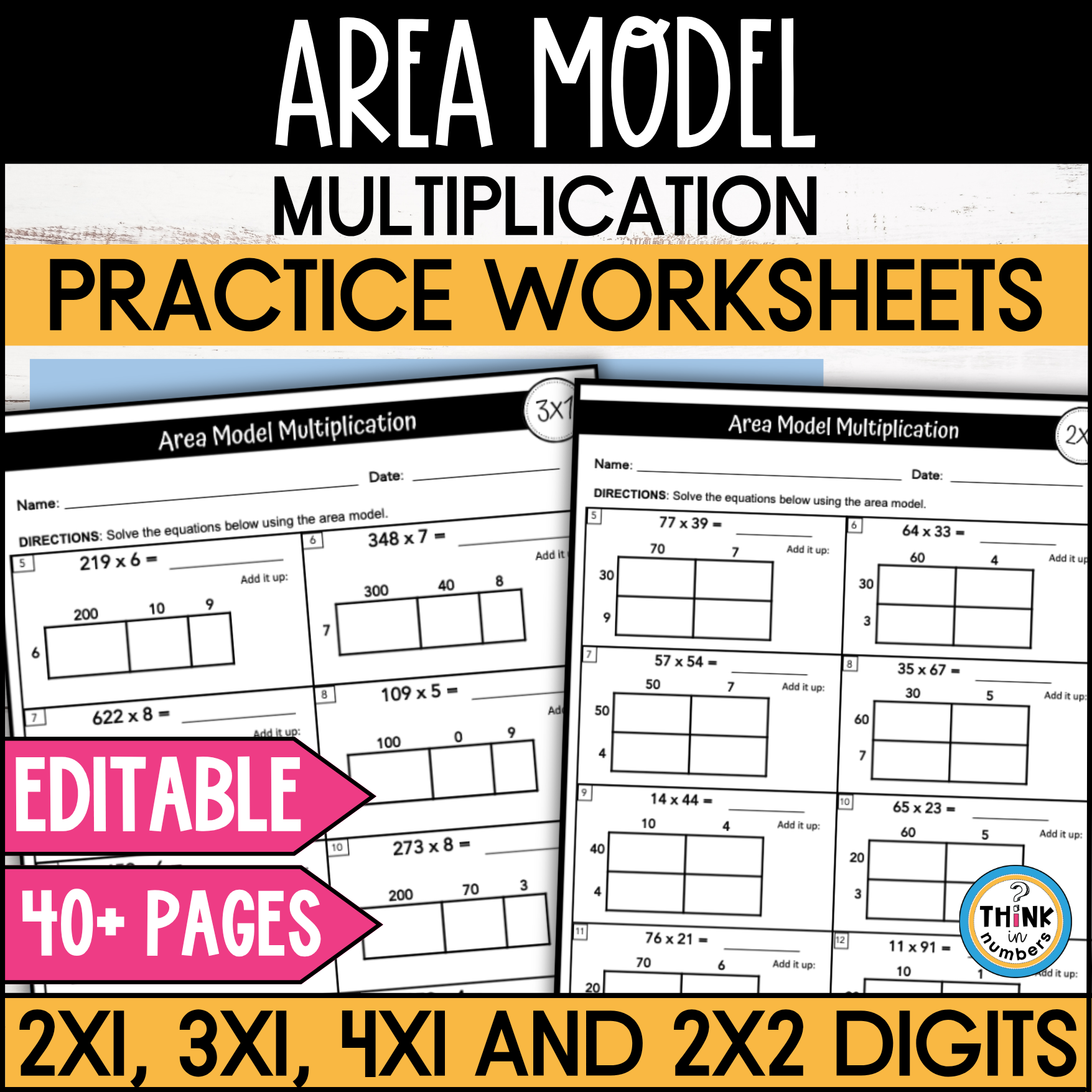 Free Printable Area Model Multiplication Worksheets Free Printable Area Model Multiplication Worksheets