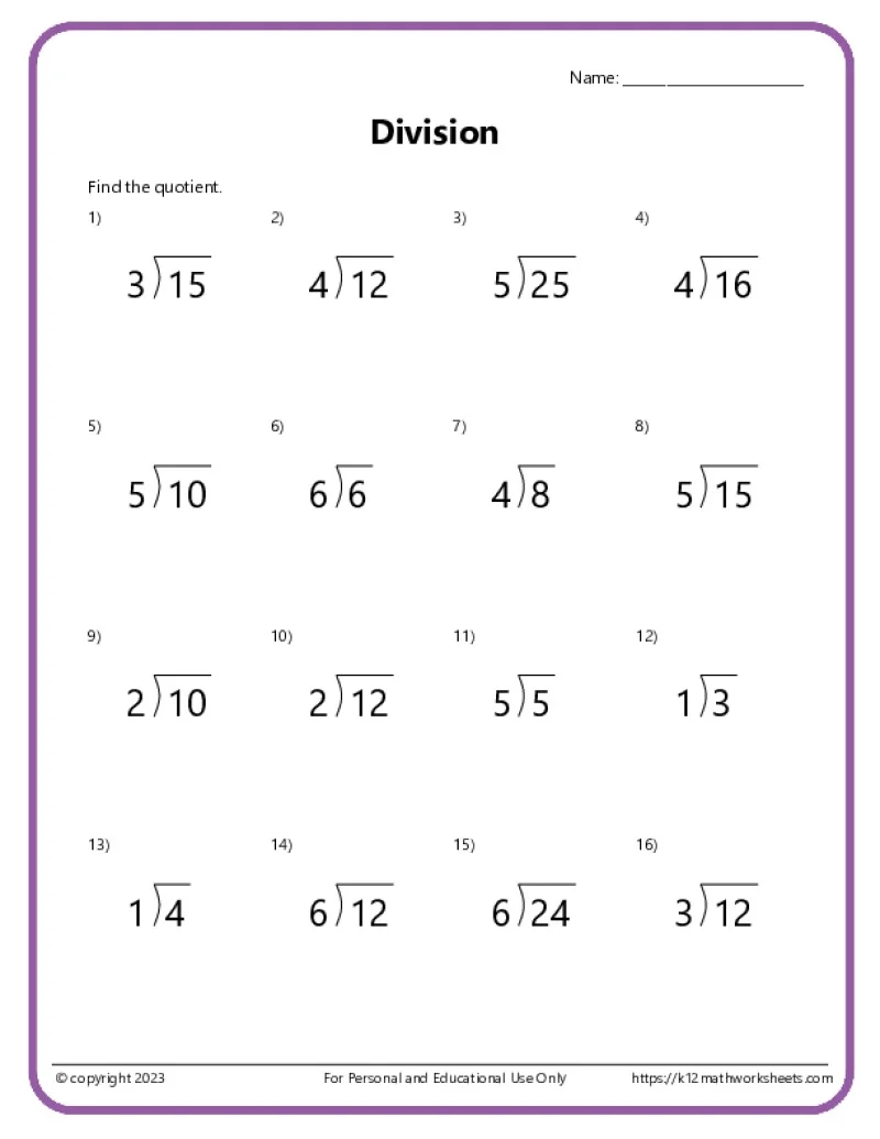Free Printable Long Division Worksheets Free Printable Long Division Worksheets