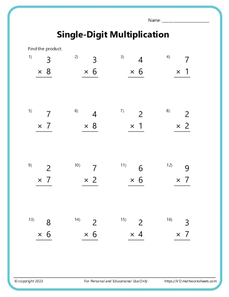 Basic Multiplication Worksheets K12 Math Worksheets Basic Multiplication Worksheets K12 Math Worksheets