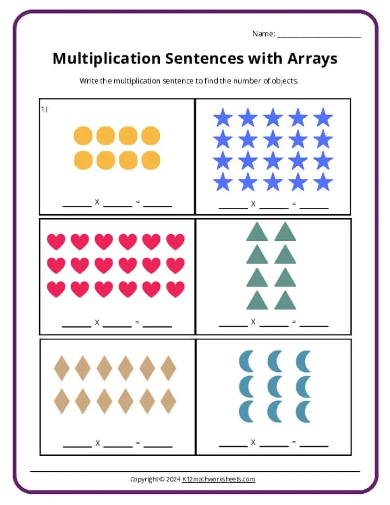 Free Printable Array Worksheets Free Printable Array Worksheets