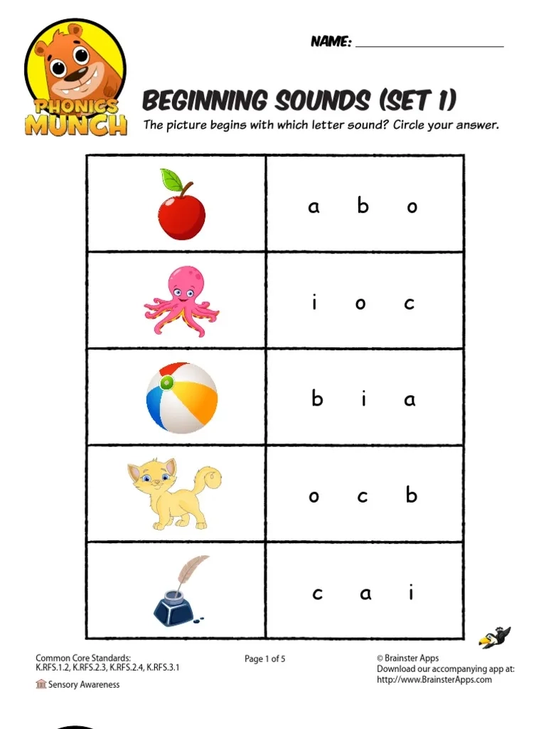 Beginning Sounds Phonics Worksheet PDF Encodings Collation Beginning Sounds Phonics Worksheet PDF Encodings Collation