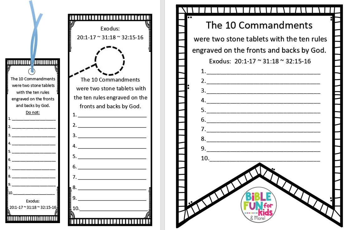 Free Printable Ten Commandments Worksheets