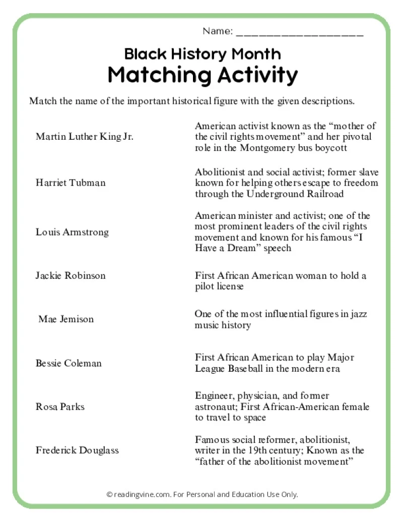 Black History Month Activities ReadingVine Black History Month Activities ReadingVine
