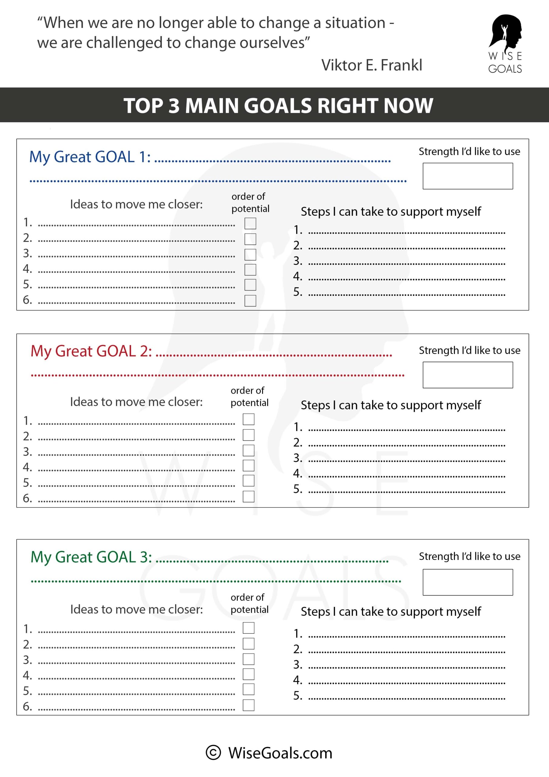 Printable Goals Worksheet Printable Goals Worksheet