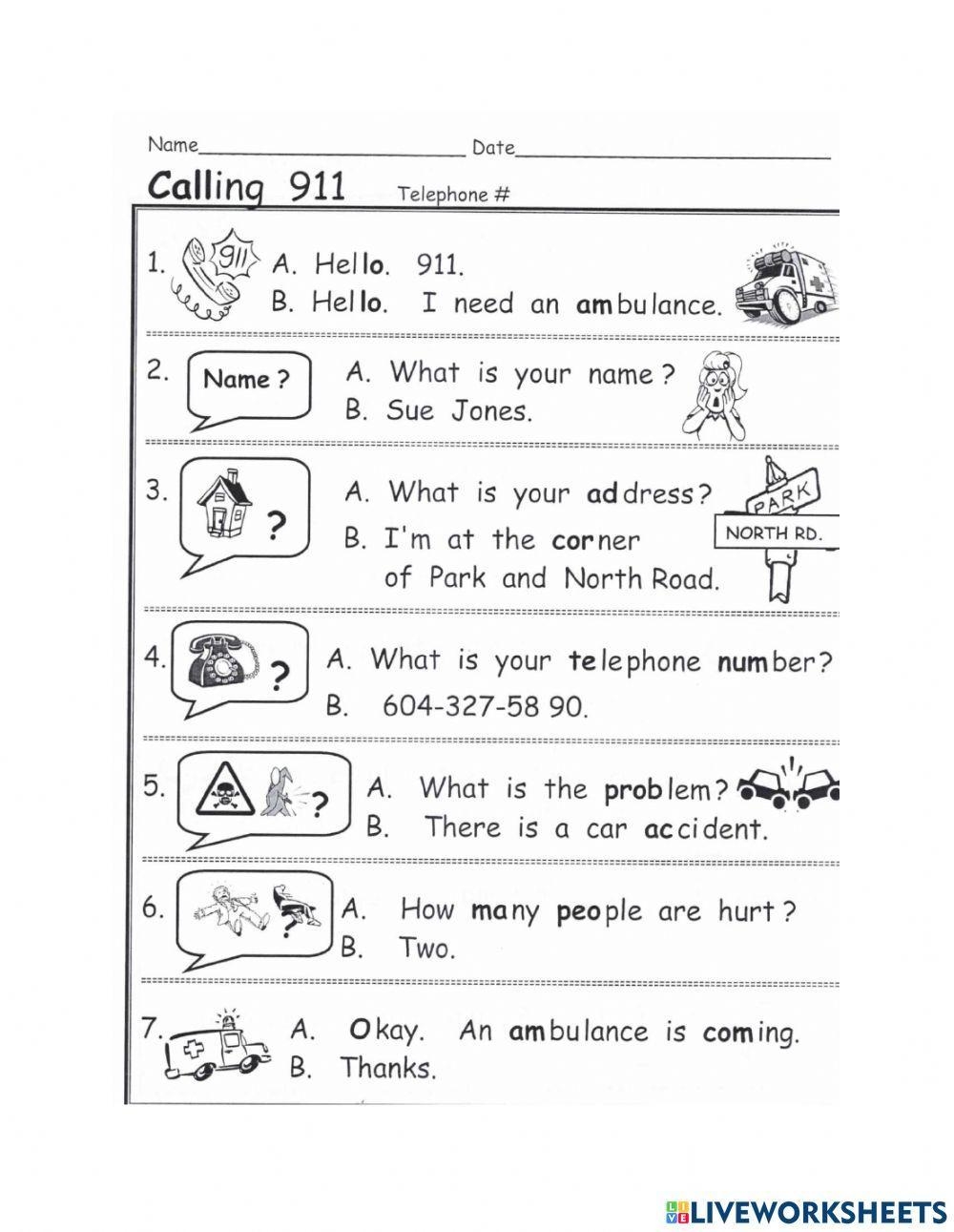 Calling 911 Worksheet Live Worksheets Worksheets Library Calling 911 Worksheet Live Worksheets Worksheets Library