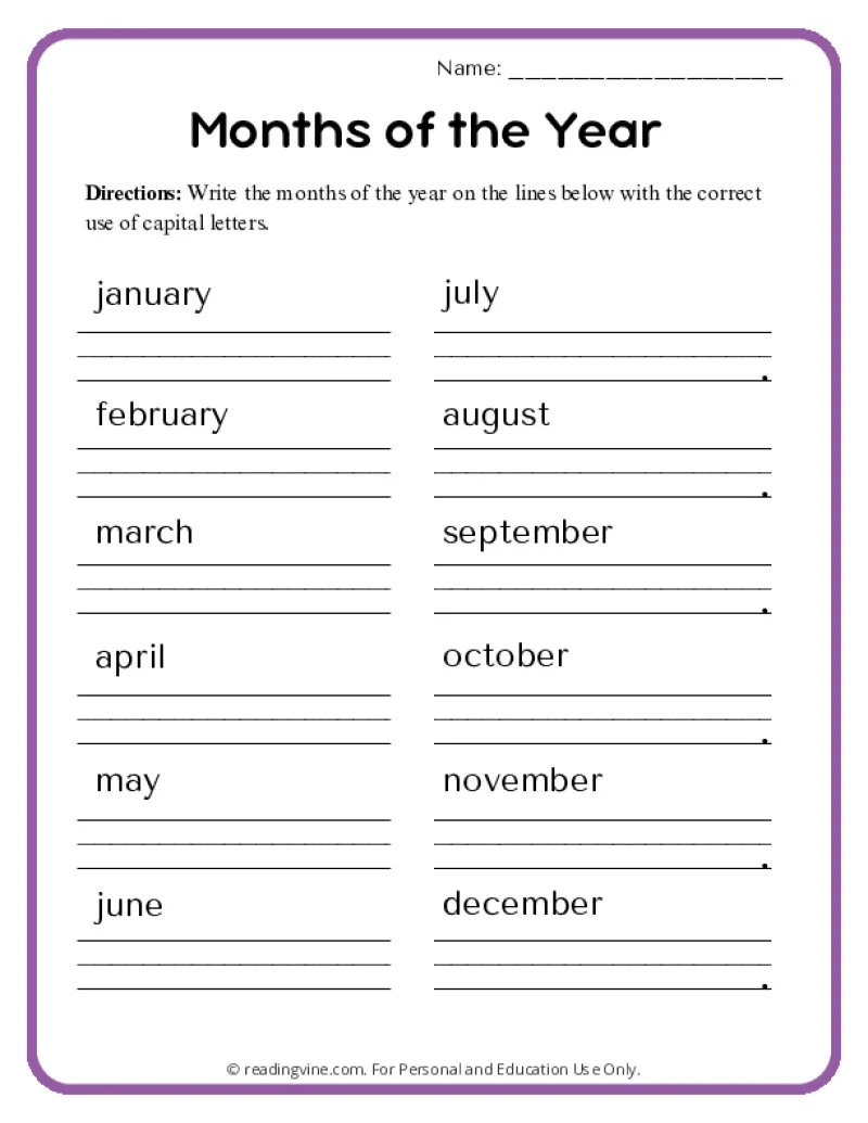Capitalization Worksheets ReadingVine